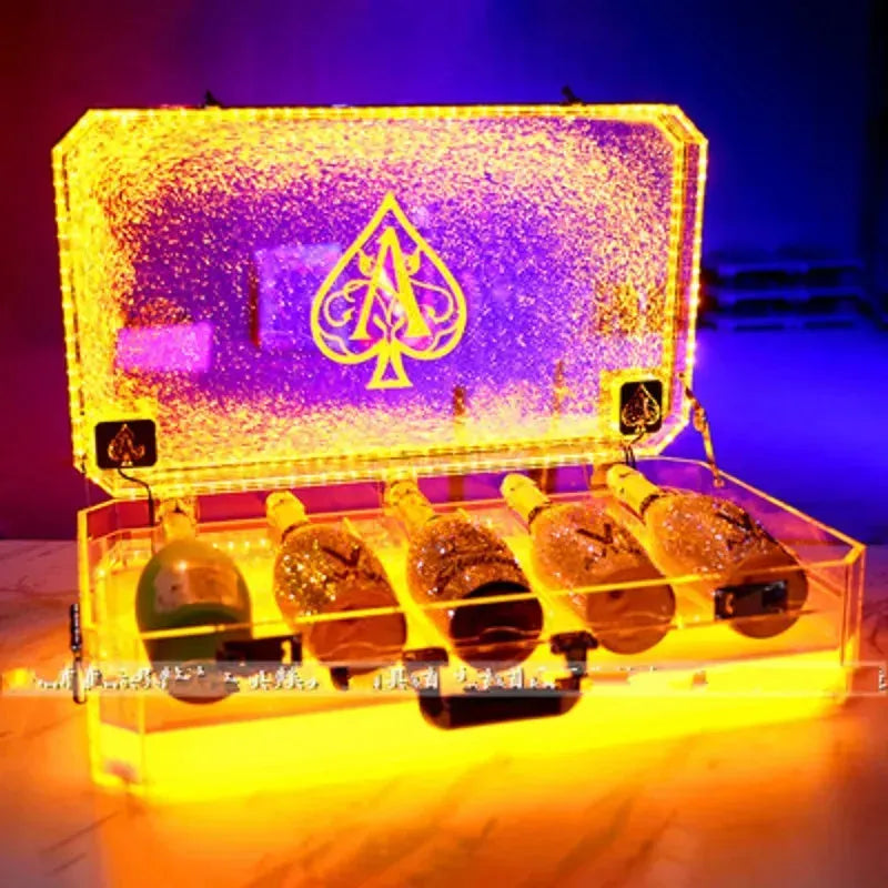 Ace of Spade LED Champagne Bottle Display Case - Rechargeable Glow Bar with Luminous Effects for Nightclubs, Bars & Parties | Perfect for Cocktail Presentations & Luxury Gift Giving