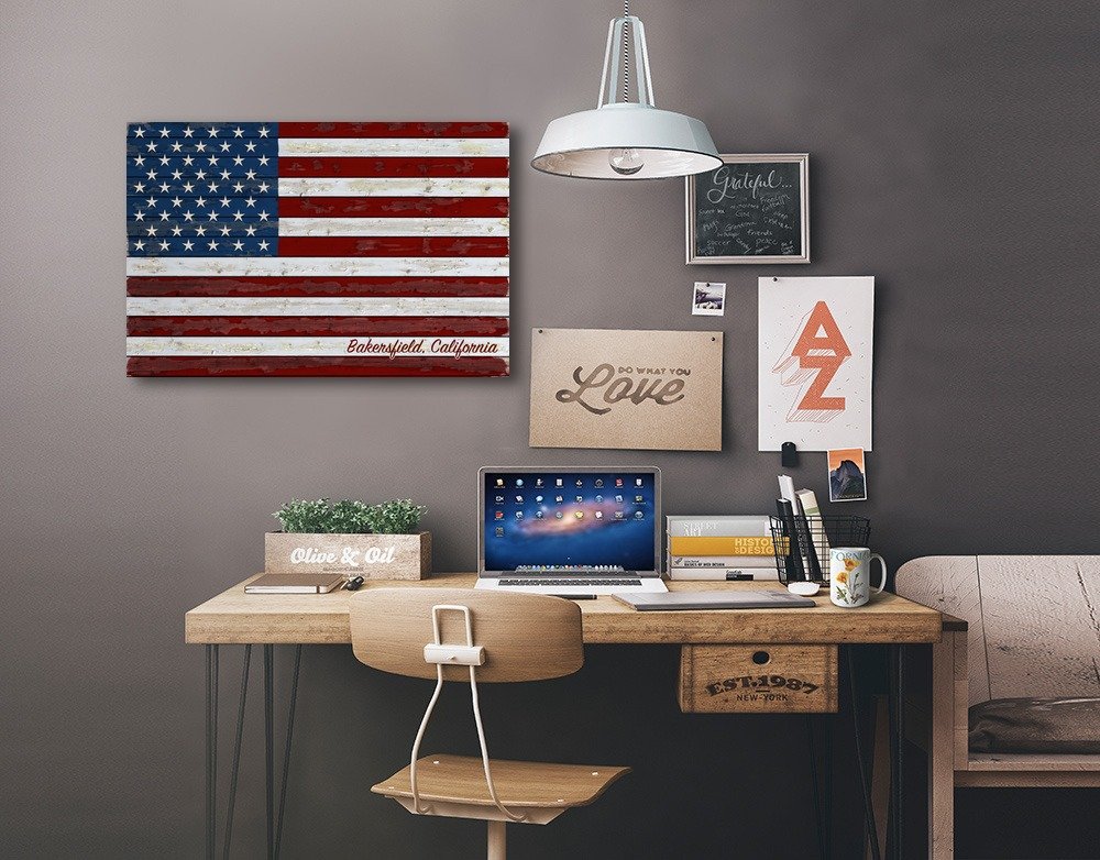 Distressed American Flag Wall Art - 16x24 Wrapped Canvas Decor for Home & Office | Patriotic USA Wall Hanging | Perfect for Living Room, Bedroom or Man Cave Decor