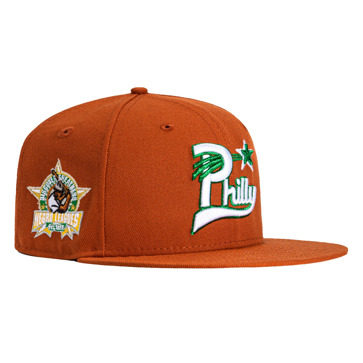 New Era 59Fifty Philadelphia Stars Negro League Patch Hat - Burnt Orange Snapback Baseball Cap for Men - Vintage Sports Fan Gear for Game Day & Casual Wear