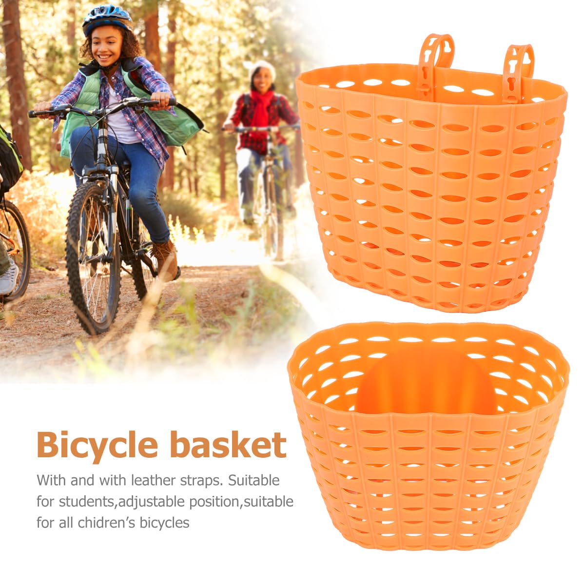 Kids Bike Basket - Front Handlebar Basket for Children's Bicycles | Durable Orange Bicycle Accessory | Perfect Gift & DIY Set for Outdoor Riding & Playtime Adventures