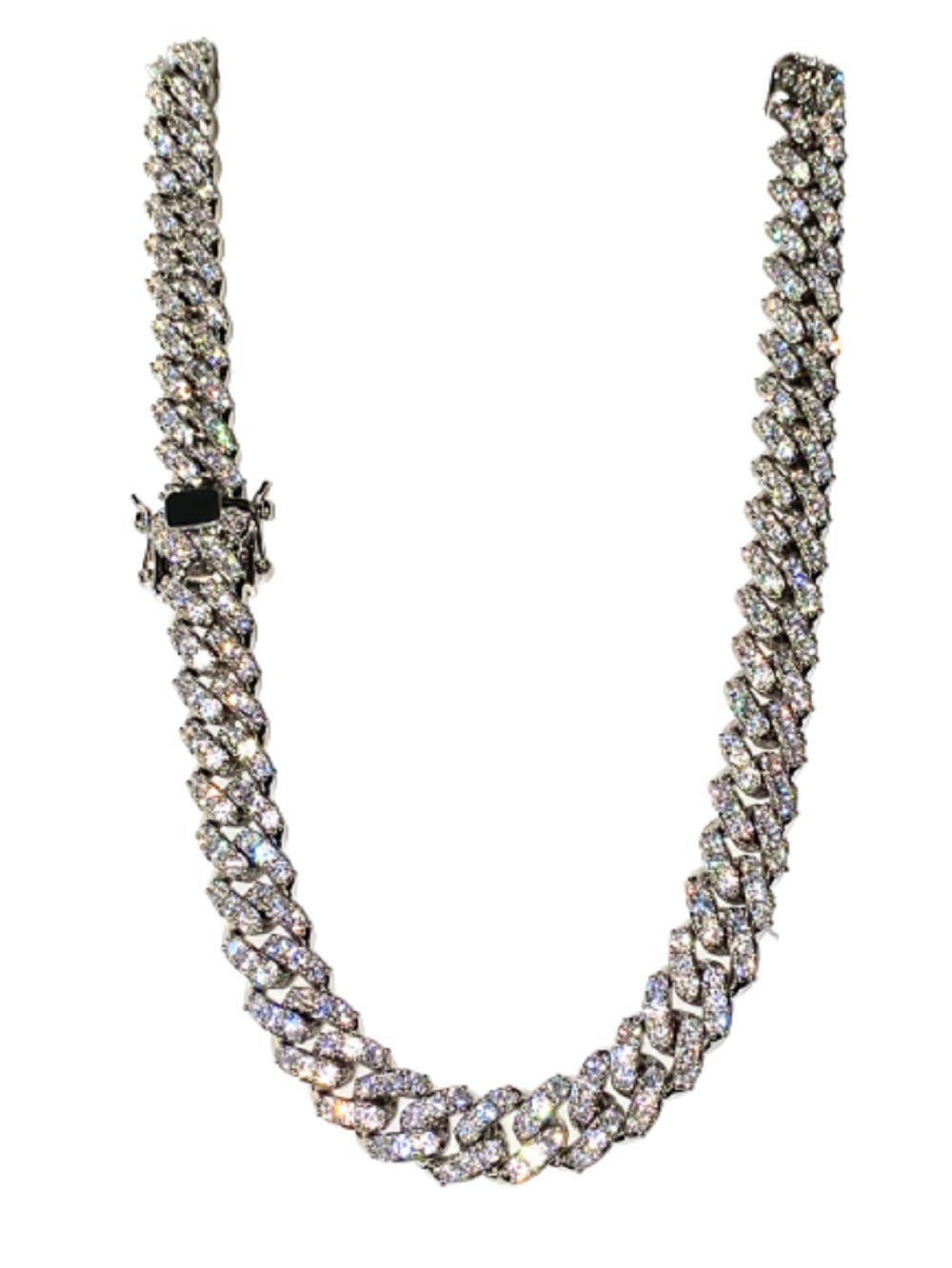 14K White Gold Plated Miami Cuban Chain Necklace - 12mm 20 Inch Iced Choker with Greek Medusa Head Pendant | Perfect for Men's & Women's Fashion, Night Out, Gift Giving & Jewelry Collection