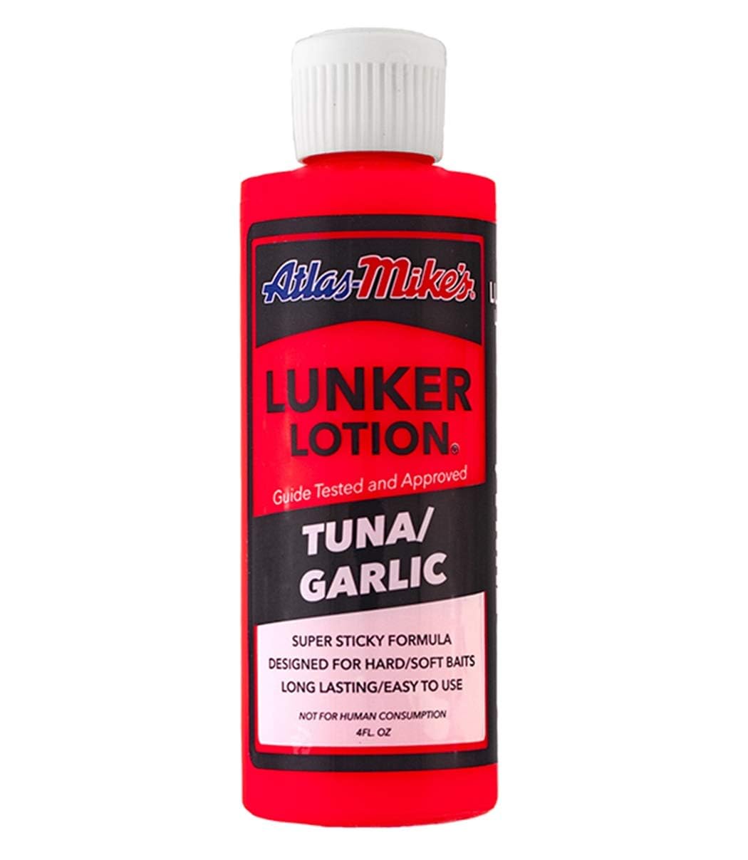 Mike's Premium Fishing Bait & Lure Lunker Lotion - Tuna & Garlic Scent Attractant for Bass, Trout & Freshwater Fish | Ideal for Tournament Fishing & Shore Casting