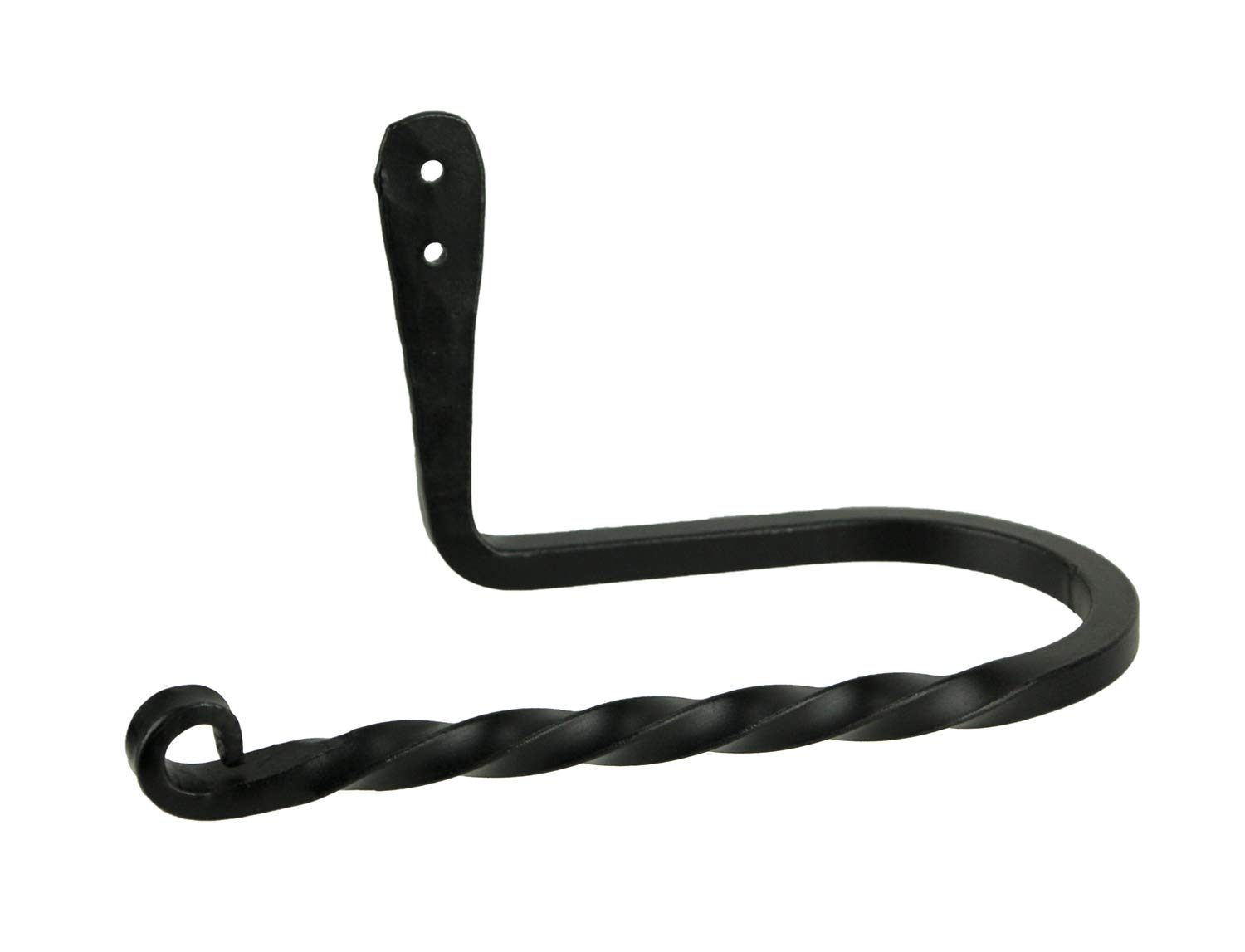 Hand Forged Wrought Iron Wall Mounted Toilet Paper Holder - 7.75 Inch Rustic Bathroom Decor for Farmhouse, Cabin & Primitive Style Homes - Durable Iron TP Roll Stand for Powder Room, Guest Bath & RV
