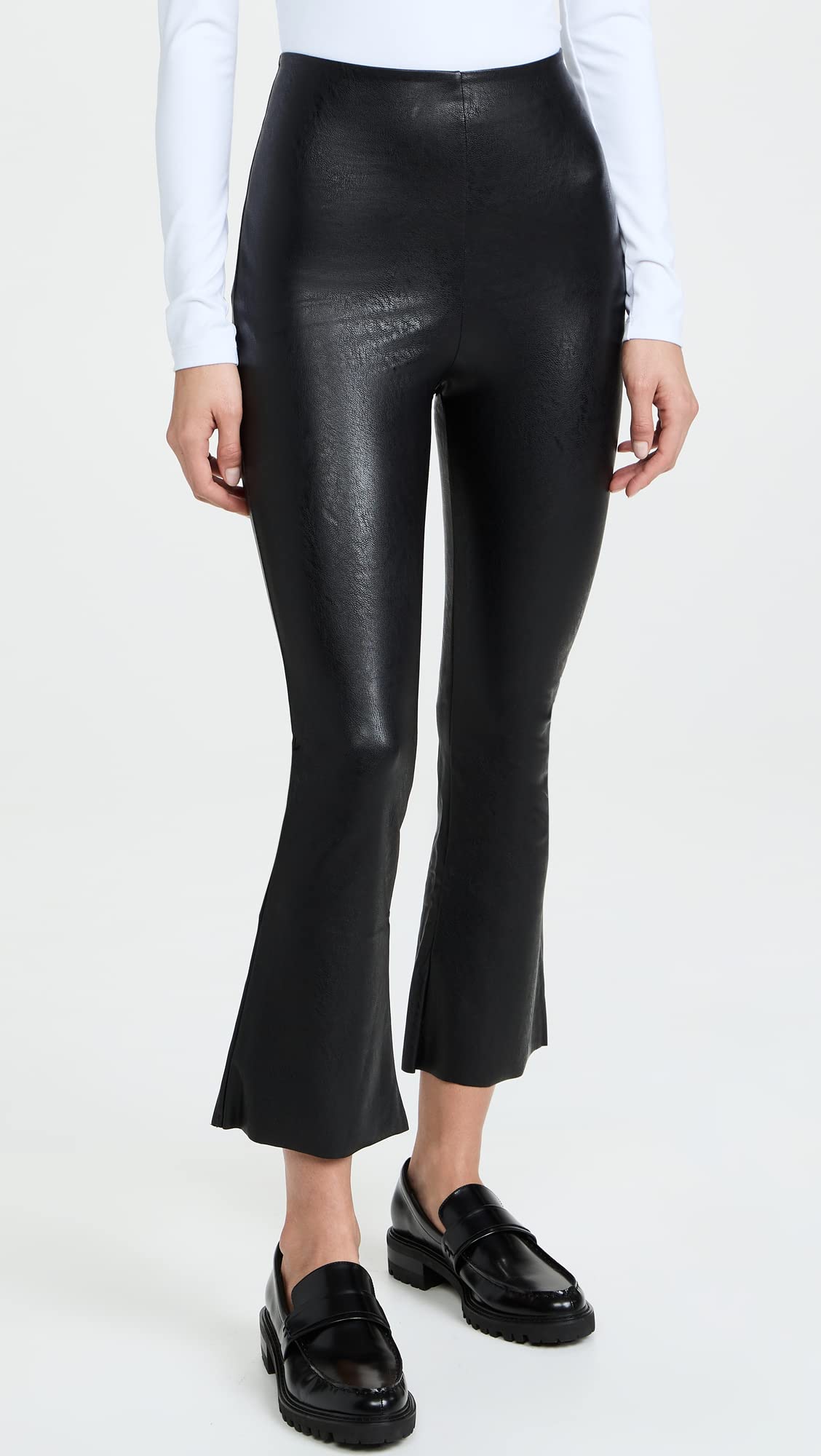 Commando Women's Faux Leather Cropped Flare Pants - High Waisted Stretchy Vegan Leather Pants for Night Out, Party & Casual Wear