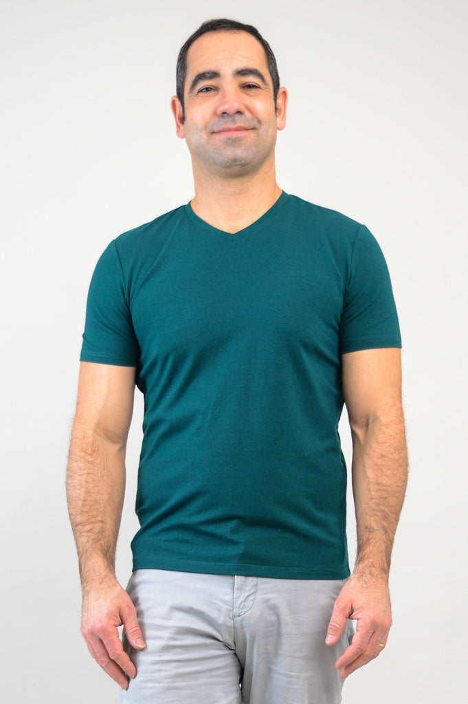 Adam Men's Short Sleeve Bamboo Shirt - Soft Breathable Teal Green Casual Top for Summer, Outdoor Activities & Travel