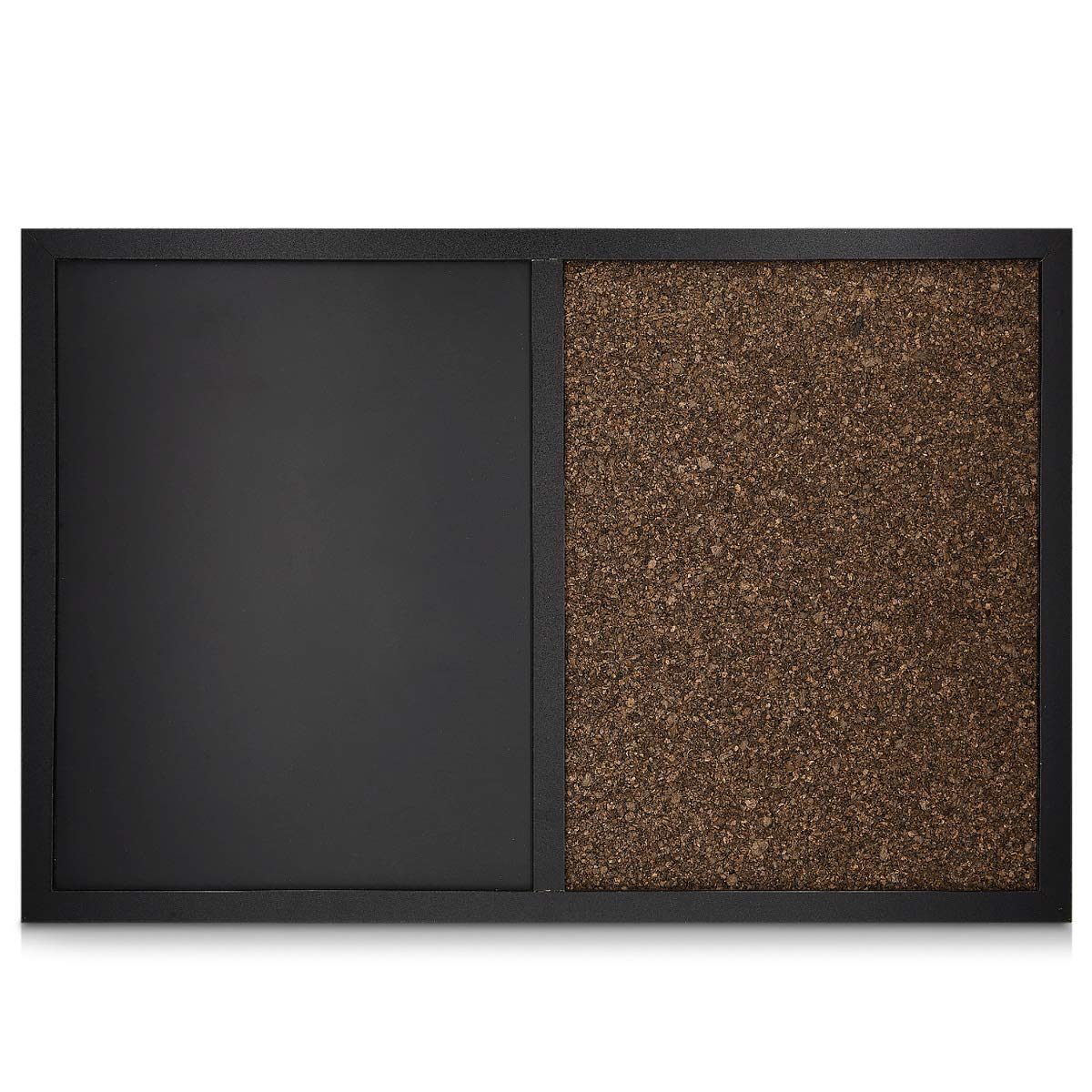 Navaris 16x24 Inch Magnetic Chalkboard and Cork Bulletin Board Combo - Framed Wall Mounted Blackboard with Chalk, Push Pins & Magnets - Perfect for Home Office, Classroom, Kitchen Memo Board and Kids Room Organization