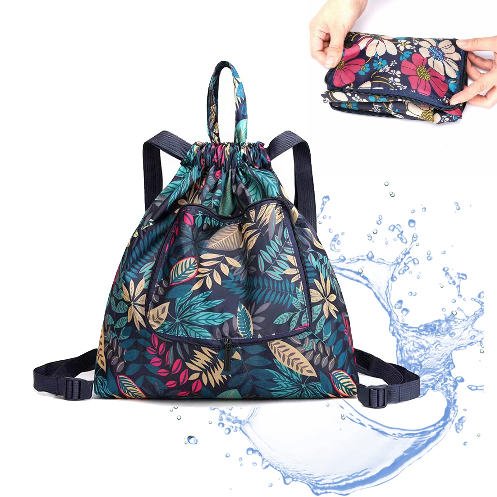 2022 YDHQL Foldable Large Capacity Travel Backpack - Waterproof Collapsible Drawstring Backpack for Outdoor, Business & Daily Use | Lightweight Packable Tote Bag for Hiking, Gym, Commuting & Weekend Getaways