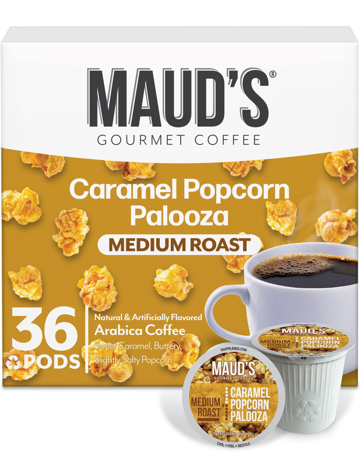 Premium Maud's Caramel Popcorn Flavored Medium Roast Coffee Beans - Perfect for Office Snacks, Movie Nights & Gift Giving