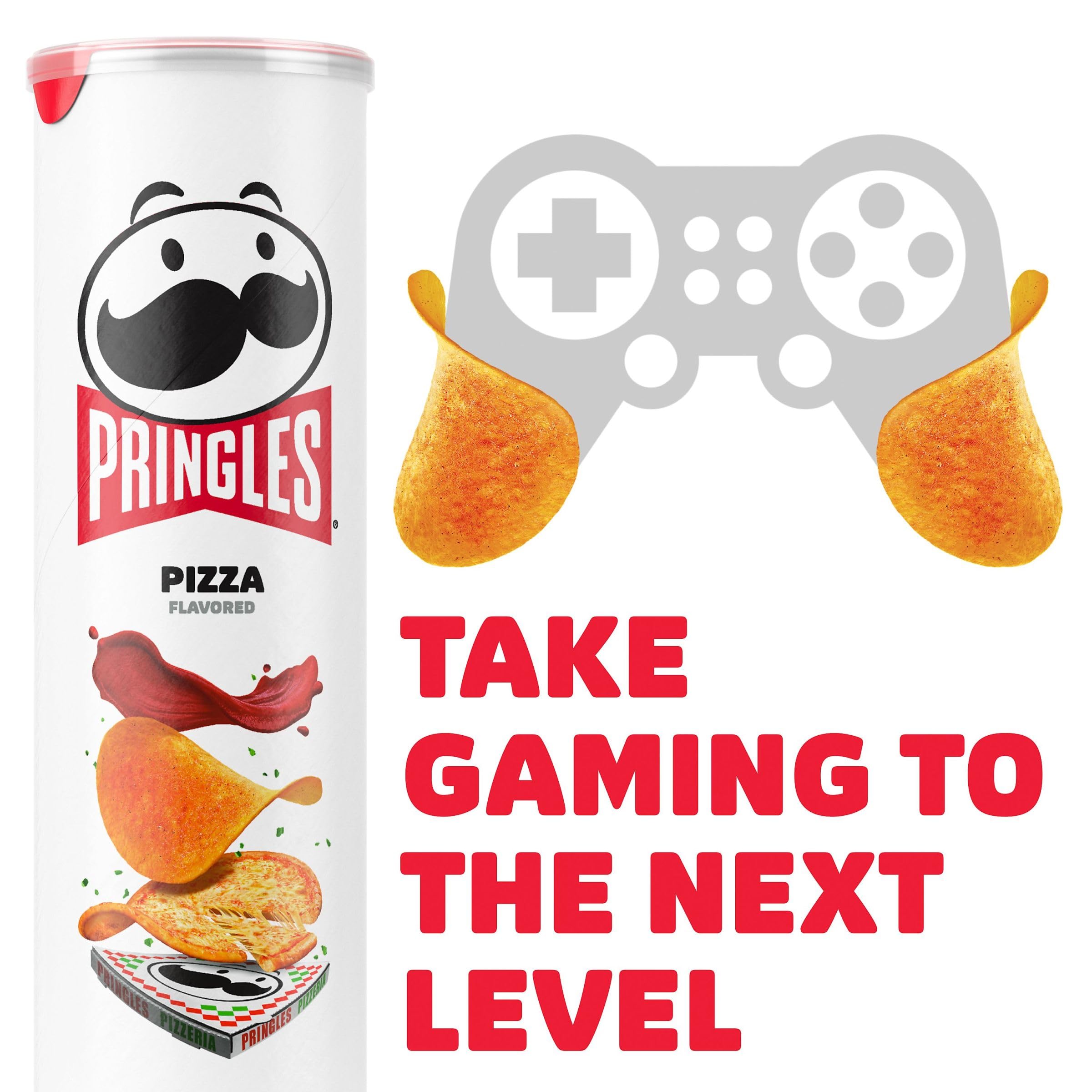Pringles Potato Crisps Chips - Pizza Flavor, 5.5oz Can (Pack of 1) - Crunchy Lunch Snacks & On-The-Go Treats for Office, School, or Road Trips