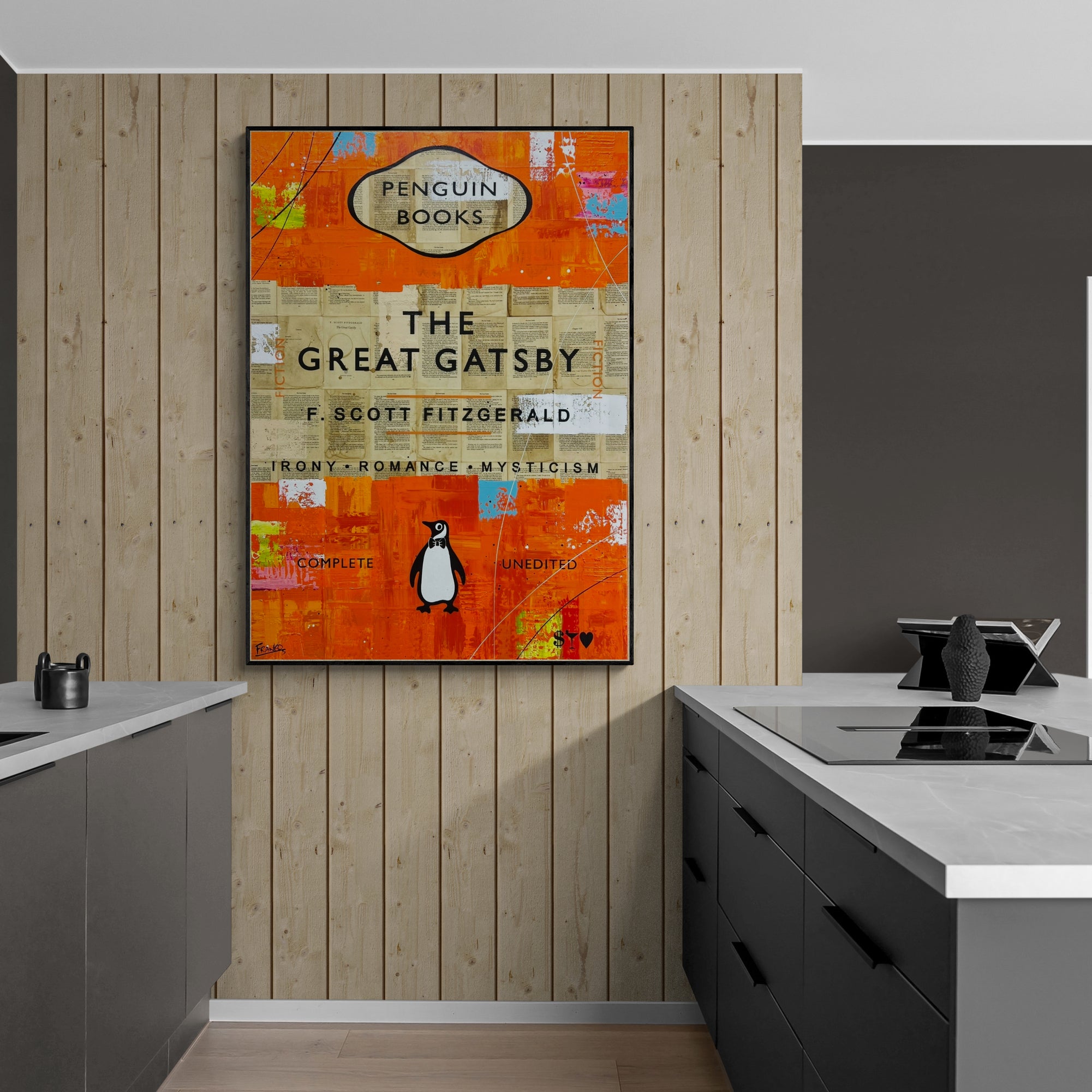 Gatsby Unedited 140cm x 100cm Urban Pop Art Canvas Painting - Perfect for Book Club Decor, Living Room Wall Art & Modern Home Office