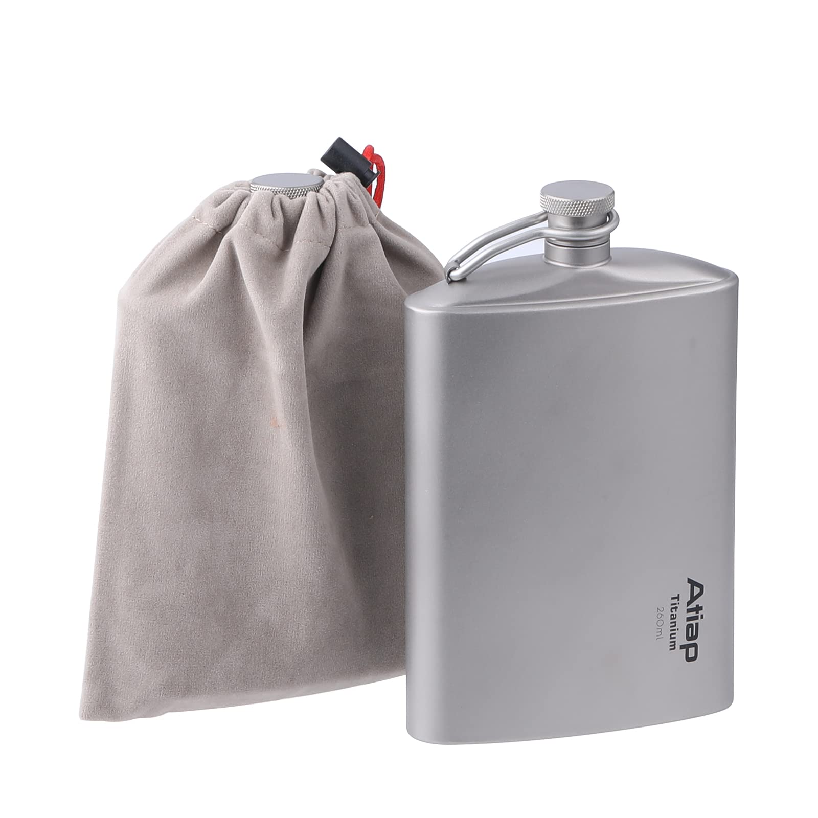 Premium 260ML Titanium Hip Flask with Funnel & Cap - Lightweight Outdoor Portable Liquor Flask for Camping, Hiking & Travel - Durable Whiskey, Vodka & Rum Container for Men & Women