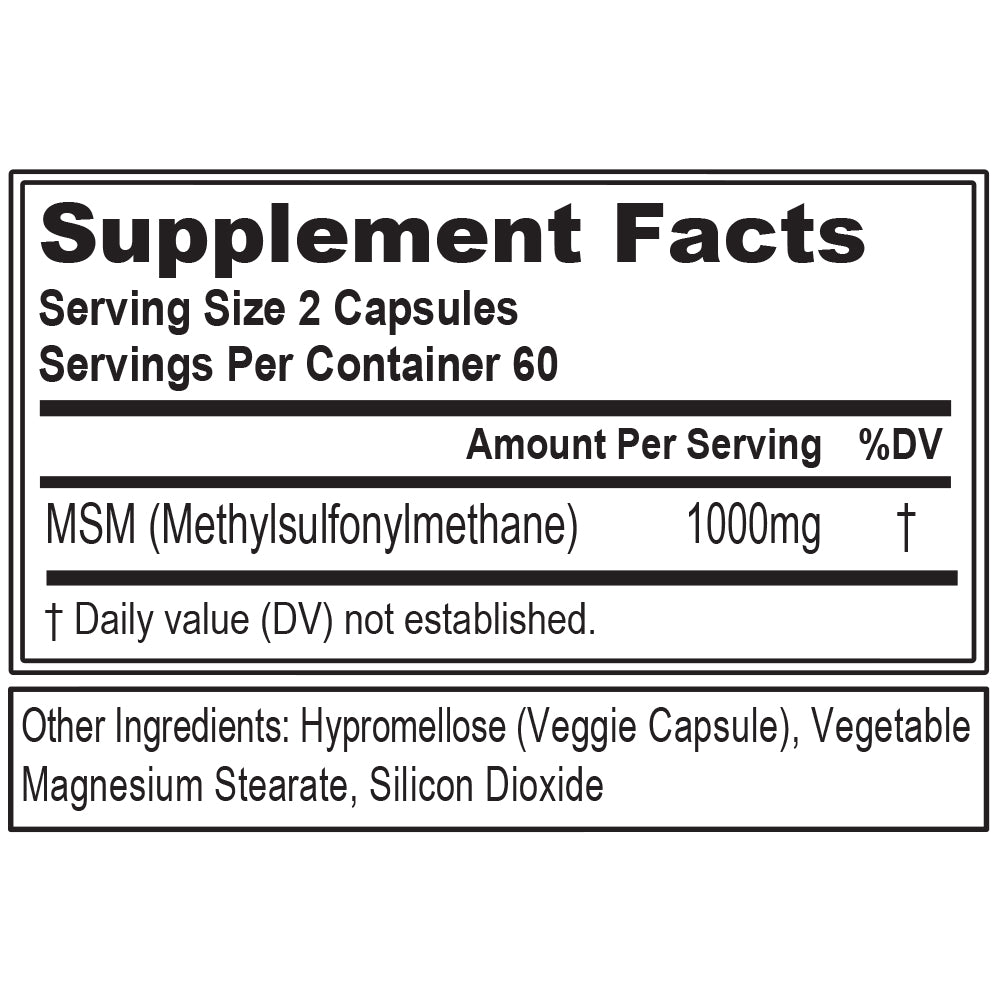 EVLution Nutrition MSM 1000 Supplement - 120 Capsules (60 Servings) for Joint Support & Muscle Recovery - Ideal for Athletes & Active Lifestyles