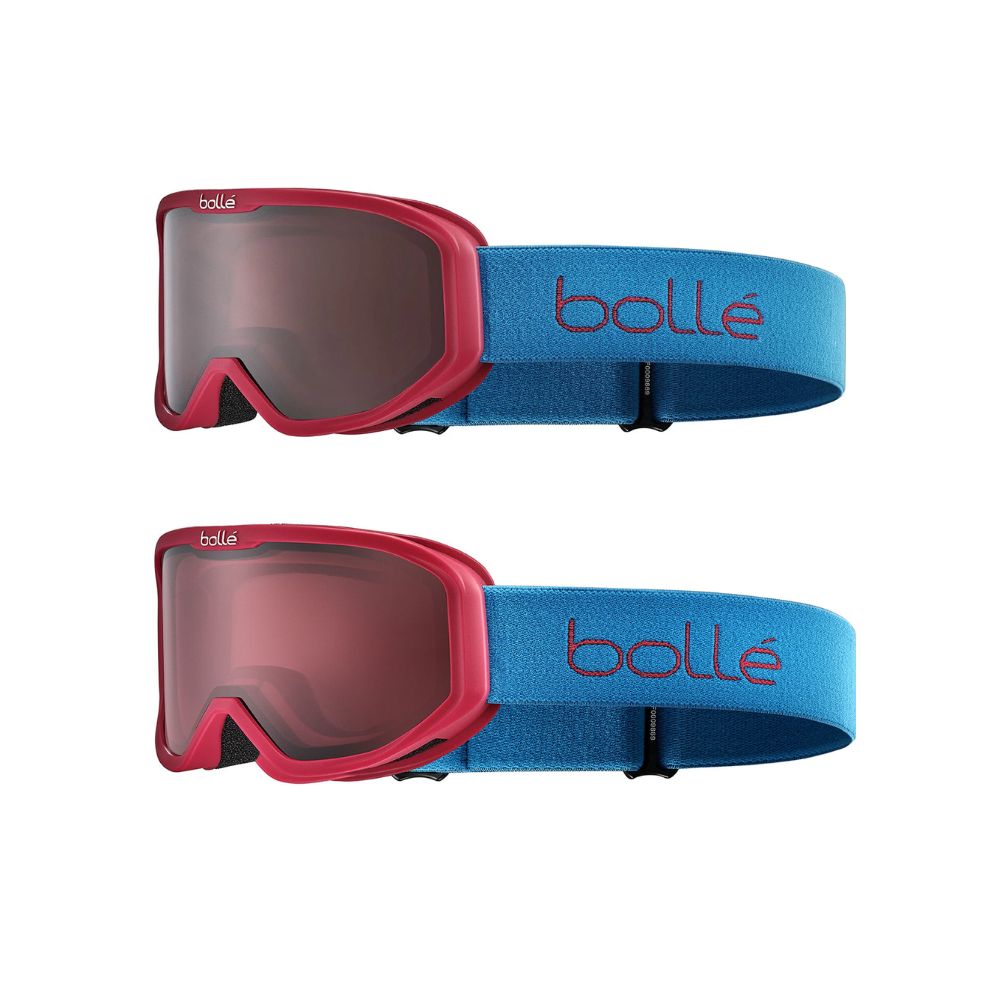 Bolle Inuk Kids Ski Goggles for Ages 3-6 Years - Red & Blue Matte Frame with 2 Interchangeable Lenses | UV Protection Snow Goggles for Boys & Girls | Perfect for Skiing, Snowboarding & Winter Sports