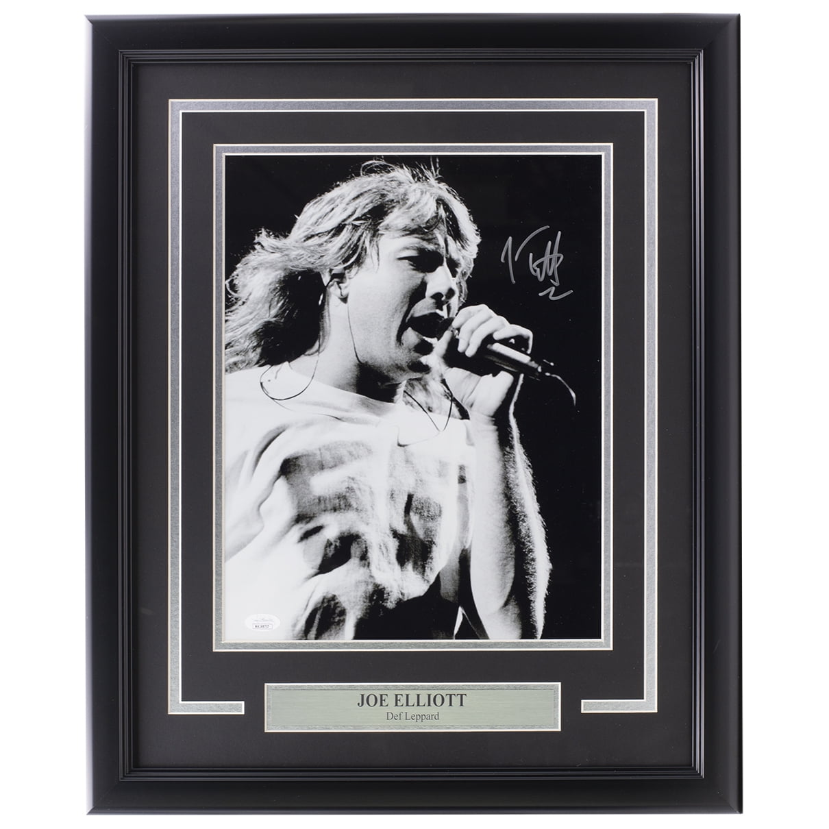 Joe Elliott Autographed Framed 11x14 Black & White Def Leppard Photo with JSA COA - Perfect for Music Memorabilia Collectors & Rock Band Decor