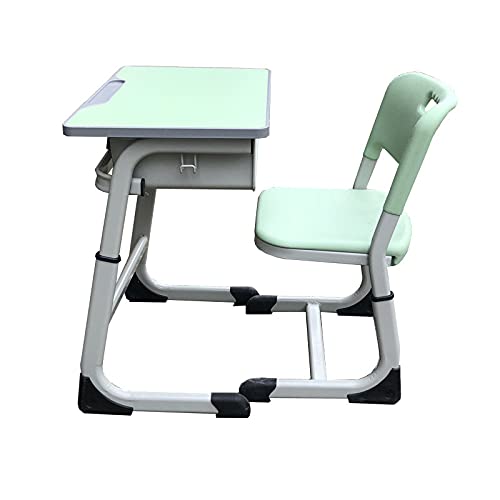 JKXWX Adjustable Height Study Desk and Chair Set for Kids - Green School Classroom Desk for Elementary & Middle School Students - Perfect for Homework, Online Learning & Writing Activities