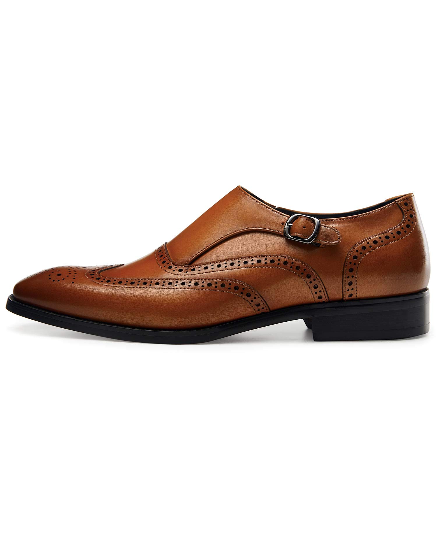 FRASOICUS Genuine Leather Men's Dress Shoes - Monk Strap Wingtip Formal Slip-On Loafers for Business, Wedding & Office Wear