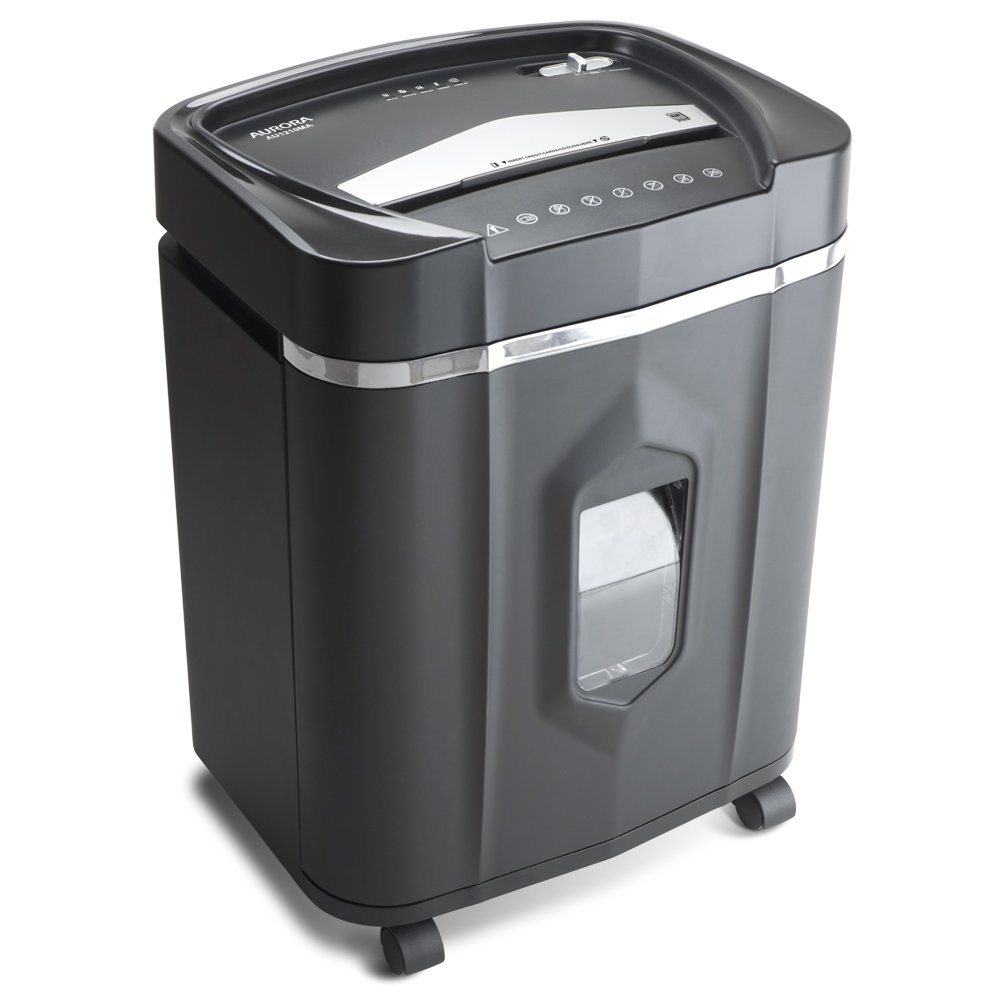 Aurora AU1210MA Professional 12-Sheet Micro-Cut Paper Shredder with CD/Credit Card Slot - 60 Min Continuous Run Time & Includes SL16 Synthetic Oil | Ideal for Office Document Security & Identity Protection