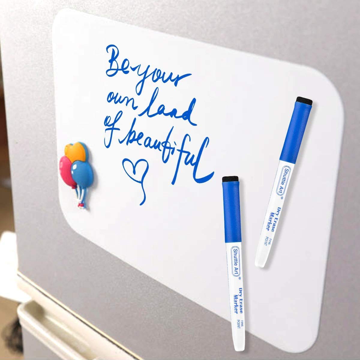 Shuttle Art 60 Pack Fine Point Dry Erase Markers - Magnetic Whiteboard Markers with Eraser for School, Office & Home - Perfect for Whiteboards, Glass, Mirrors & Refrigerators - Ideal for Teaching, Presentations & Home Organization
