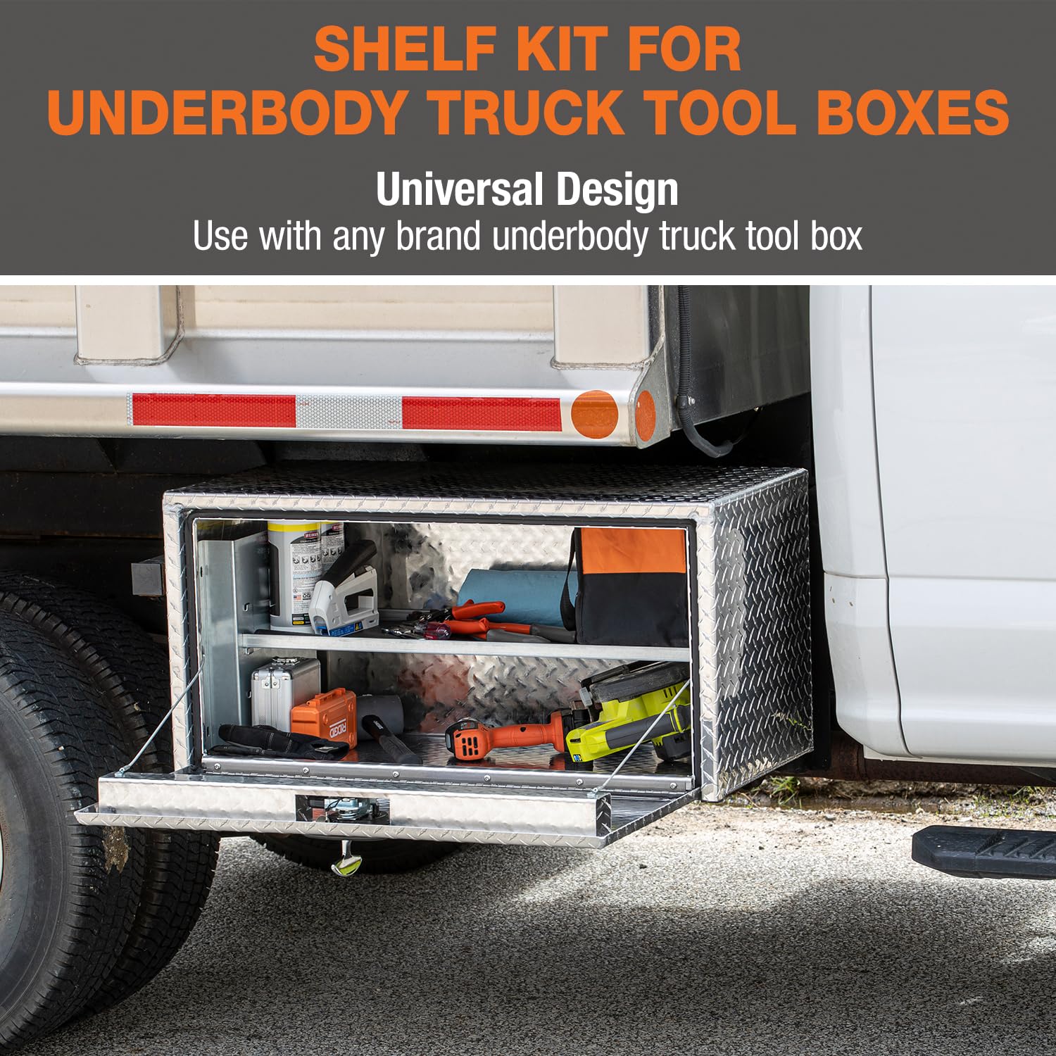 Universal Shelf Kit for 18x18x48 Underbody Truck Tool Boxes - Interior Storage Shelf Organizer | Heavy Duty Truck Tool Box Accessory | Made in USA | Perfect for Mechanics, Contractors & Work Trucks