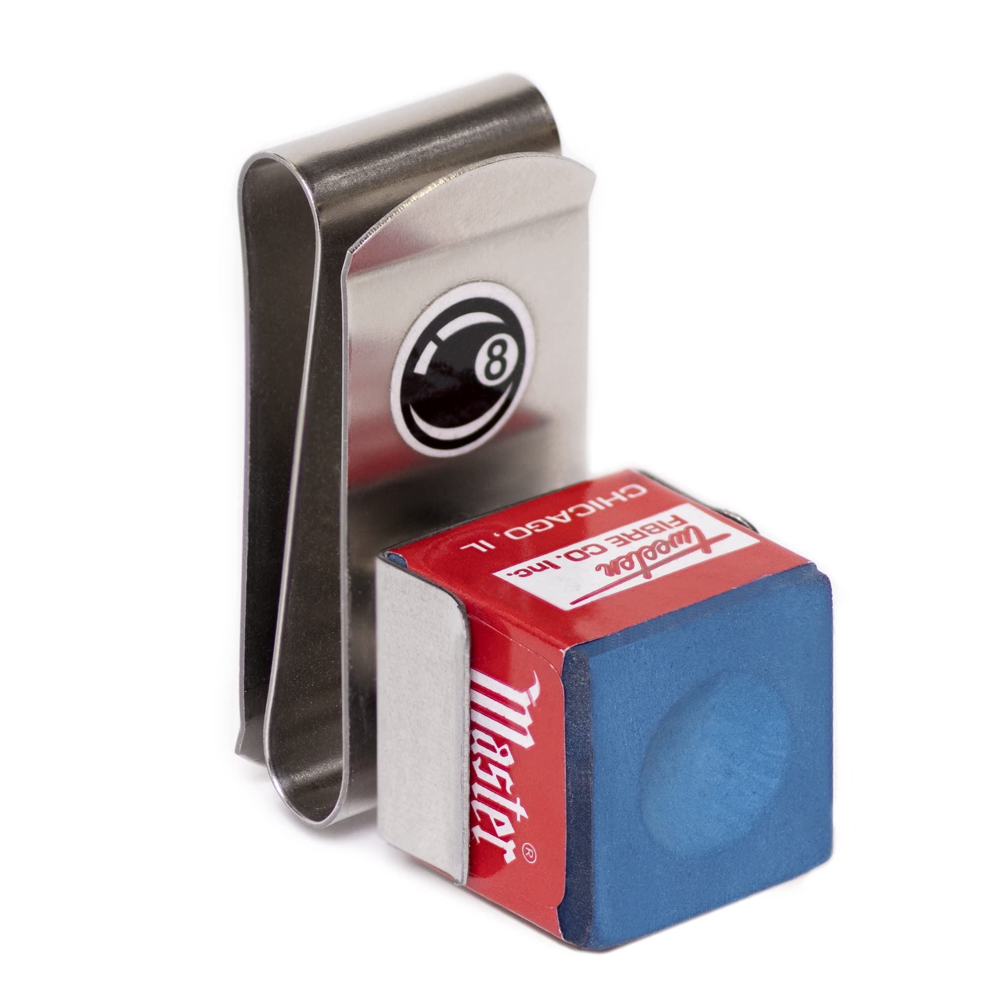 OKKO Metal Magnetic Billiard Pool Cue Chalk Holder with 1pc Master Chalk - Strong Grip & No Mess Design for Professional & Home Pool Players