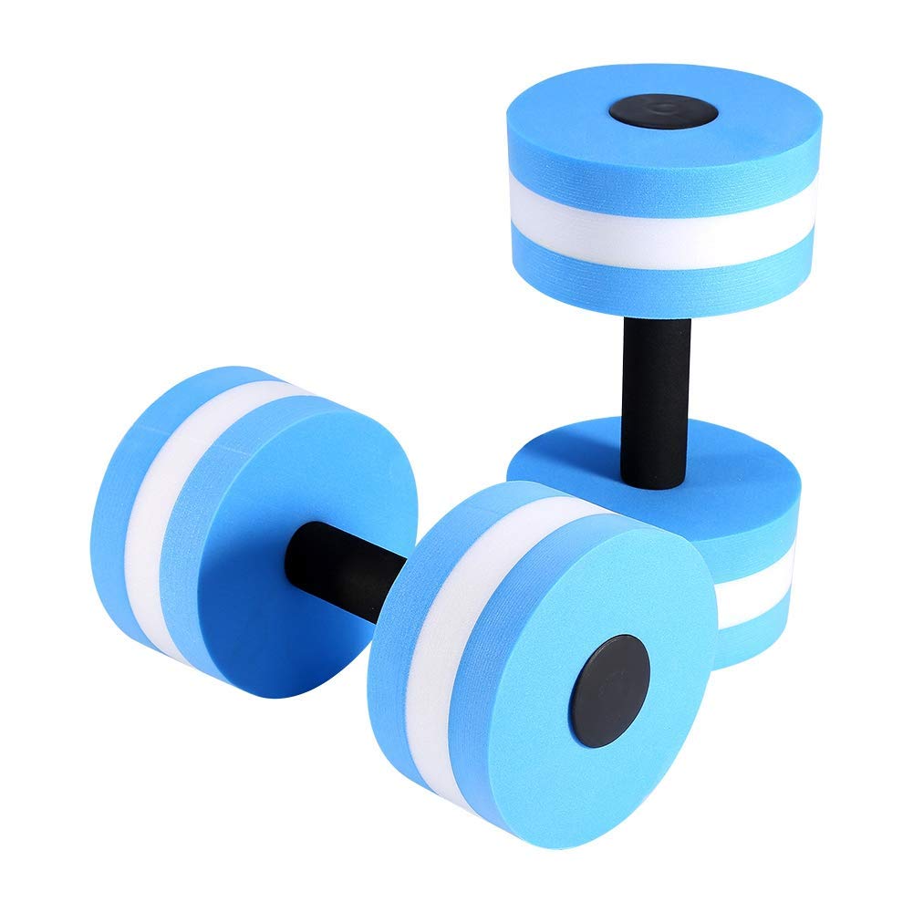 Aquatic Exercise Dumbbells, EVA Swimming Pool Fitness Barbells for Water Aerobics, Set of 2, Blue - Perfect for Pool Workouts and Aqua Fitness Training