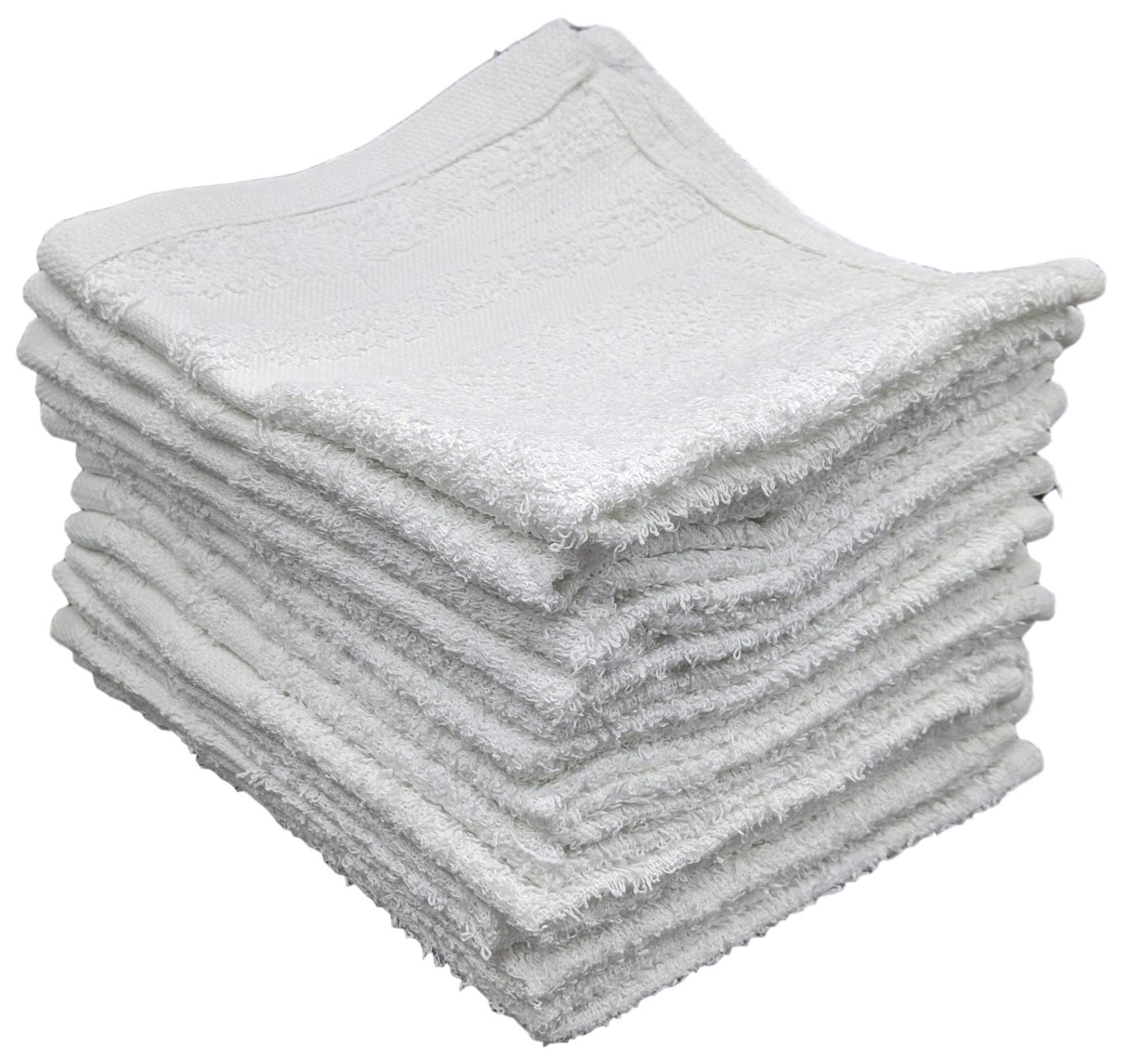 960 Pack - 12x12 Inch White Cotton Ribbon Washcloths - Reusable Lightweight Thin Cleaning Rags for Wood Staining, Painting, Crafts, Garage & Auto Detailing - 1 LB per Dozen - Perfect for DIY Projects & Household Cleaning
