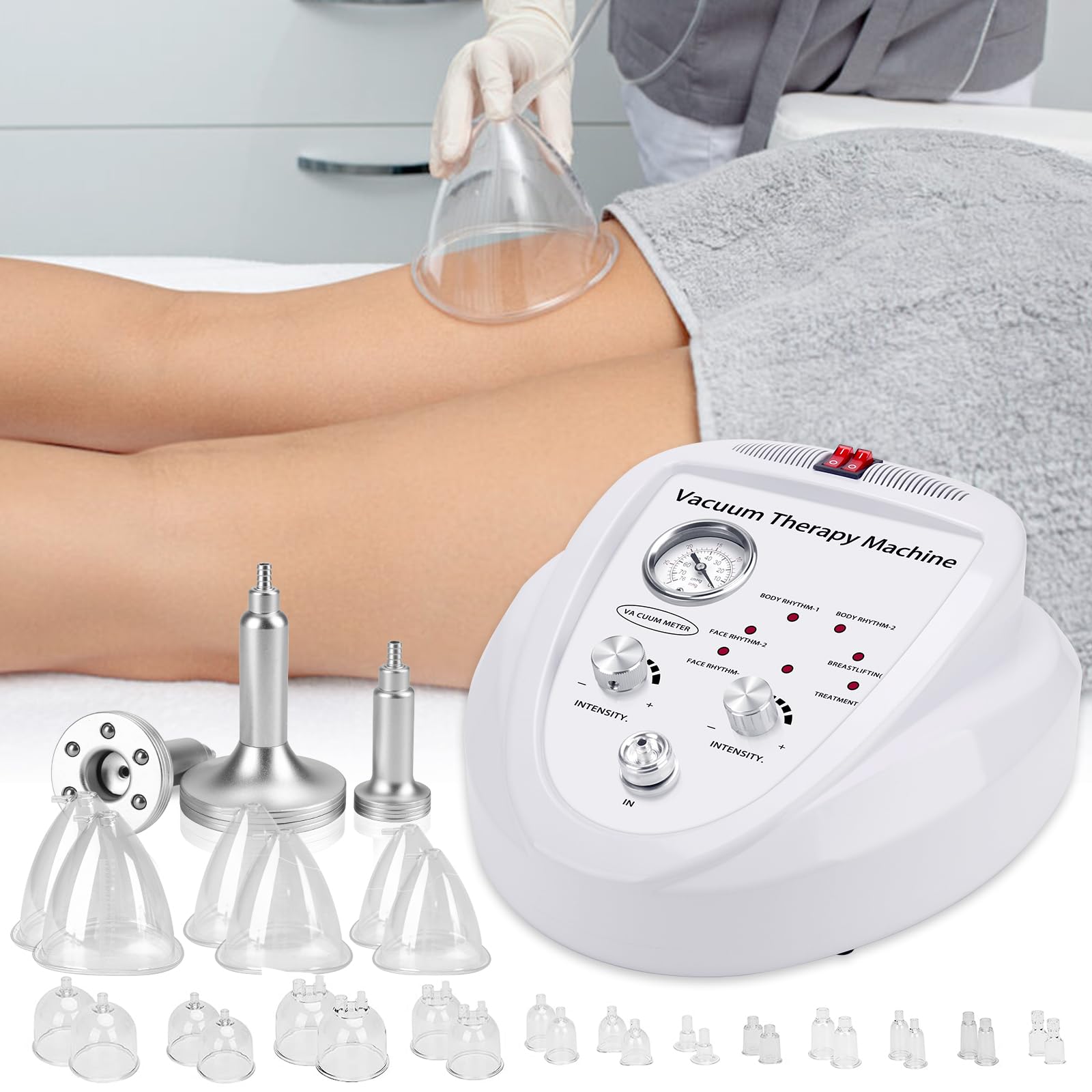 Professional Vacuum Therapy Cupping Machine Set - 30 Silicone Cups & 3 Metal Gua Sha Tools for Deep Tissue Massage | Salon, SPA, Home Use for Body, Back & Facial Care | Pain Relief & Cellulite Treatment