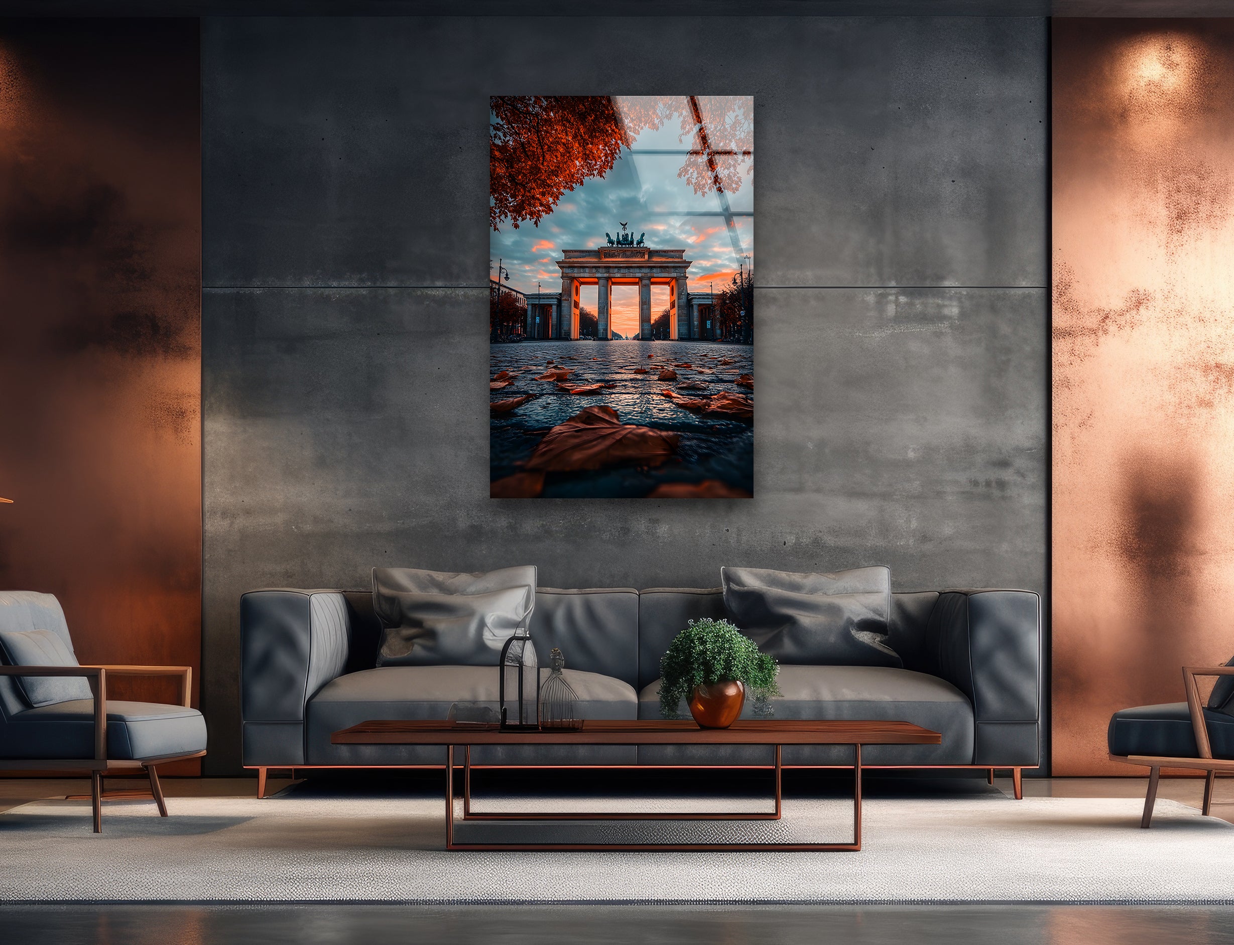 Berlin Sunset Landscape Glass Wall Art - Handmade Modern Home Decor for Living Room, Bedroom & Office - Perfect Gift for Housewarming & Holidays