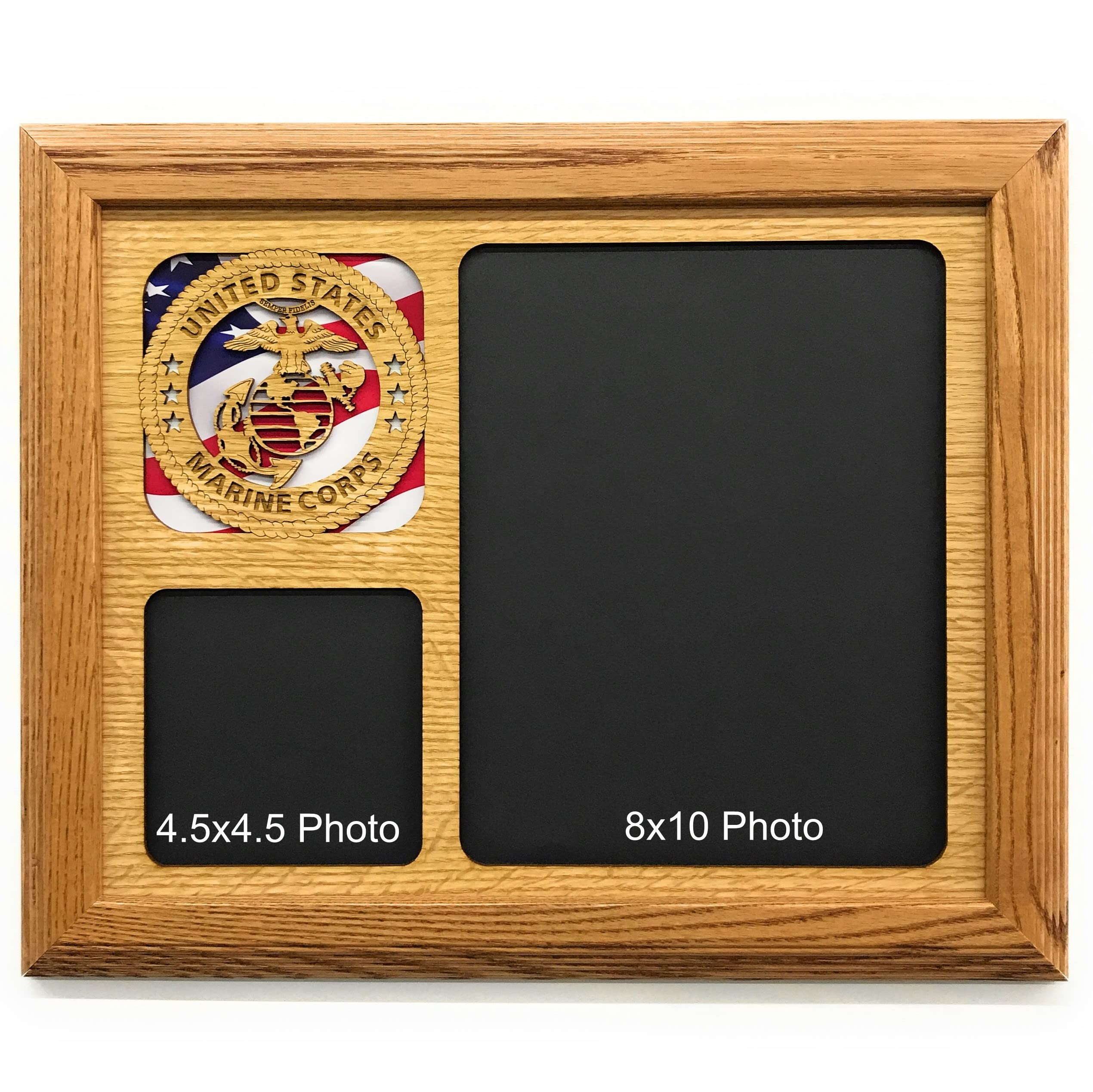 US Marine Corps Picture Frame 11x14 - Honey Wood Military Photo Display for Home, Office & Gifts | Perfect for Veterans, Memorials & Military Decor