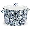 18 Quart Stock Pot with Ocean Swirl Enamel Finish - Durable Cooking Pot for Soups, Stews & Pasta - Perfect for Home Kitchens & Professional Chefs