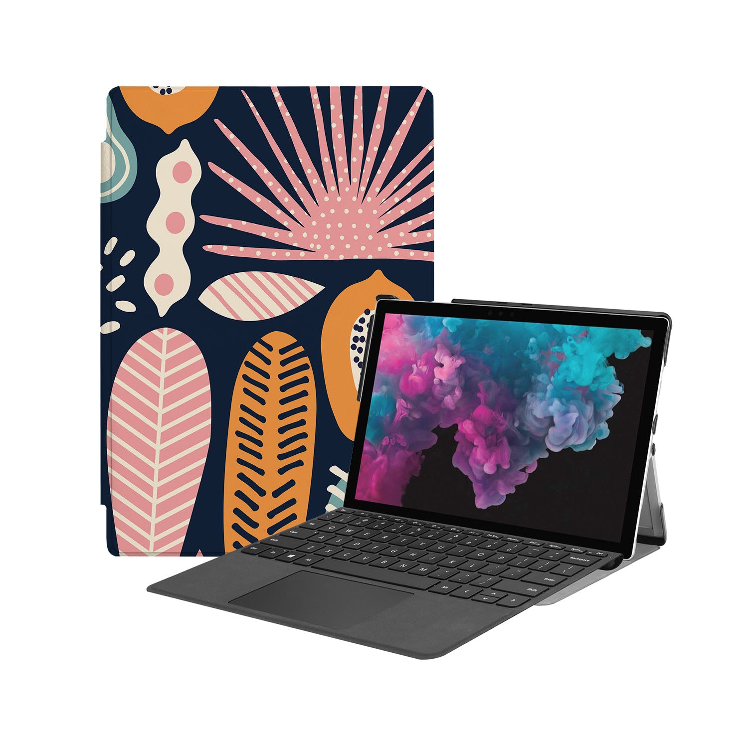 Microsoft Surface Case - Black Flower Design Protective Cover for Surface Pro/Go/Laptop - Perfect for Work, Travel & School