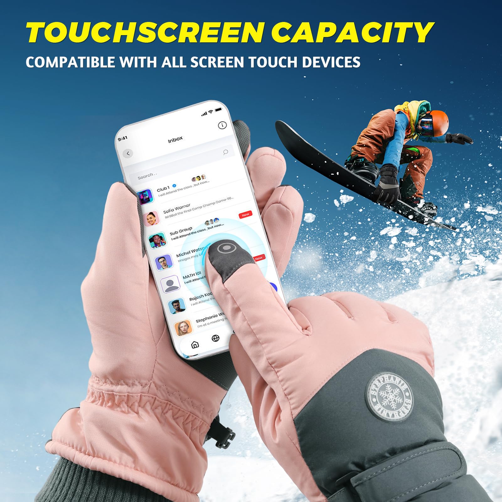 DOFOWORK Waterproof Ski Gloves for Men & Women - Thermal Winter Snowboard Gloves with Breathable Technology for Cold Weather | Perfect for Skiing, Snowboarding & Outdoor Winter Activities