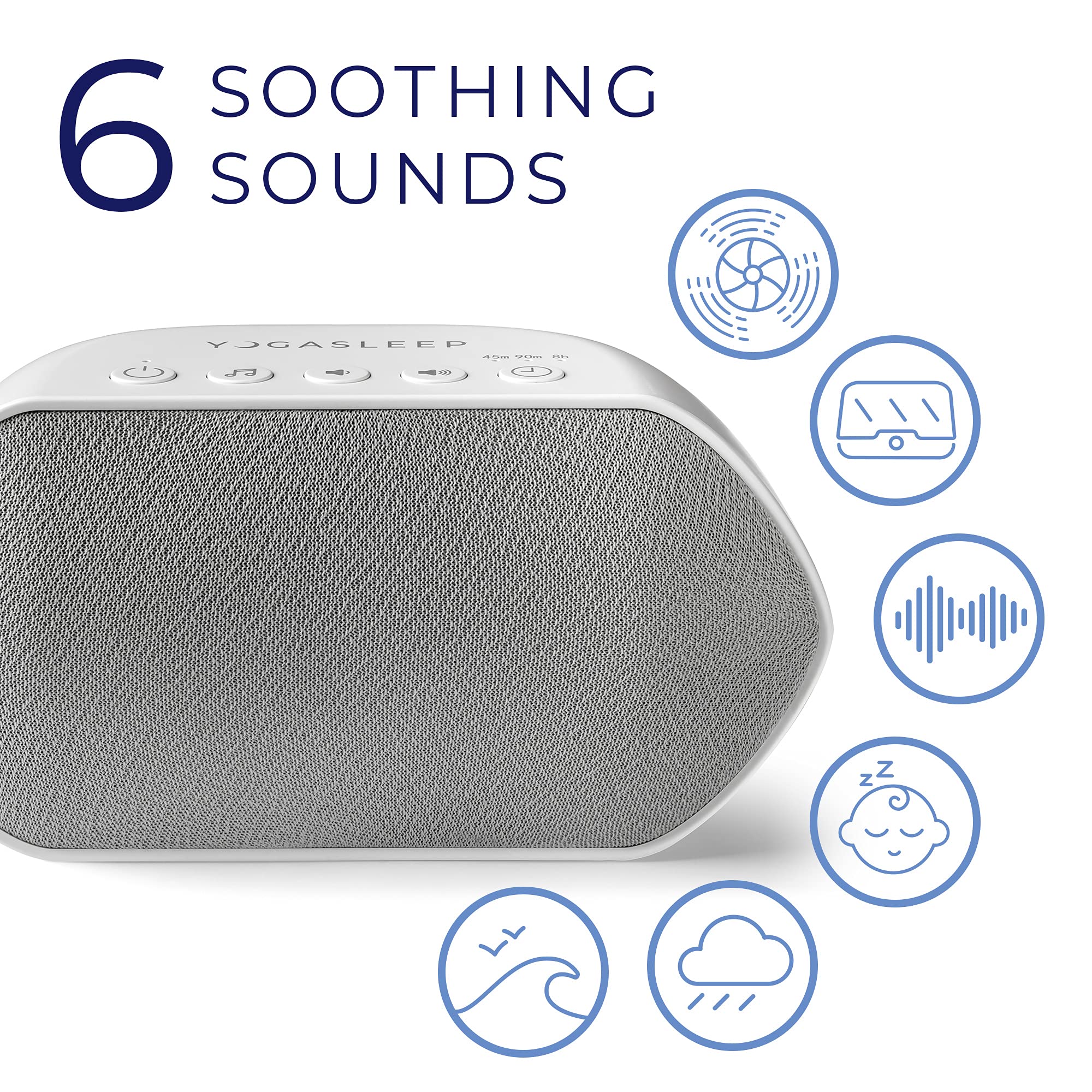 Yogasleep Soundcenter 6 Sound White Noise Machine with Timer - Sleep Therapy for Adults & Babies - 25 Volume Settings - Perfect for Nursery, Office, Travel & Meditation