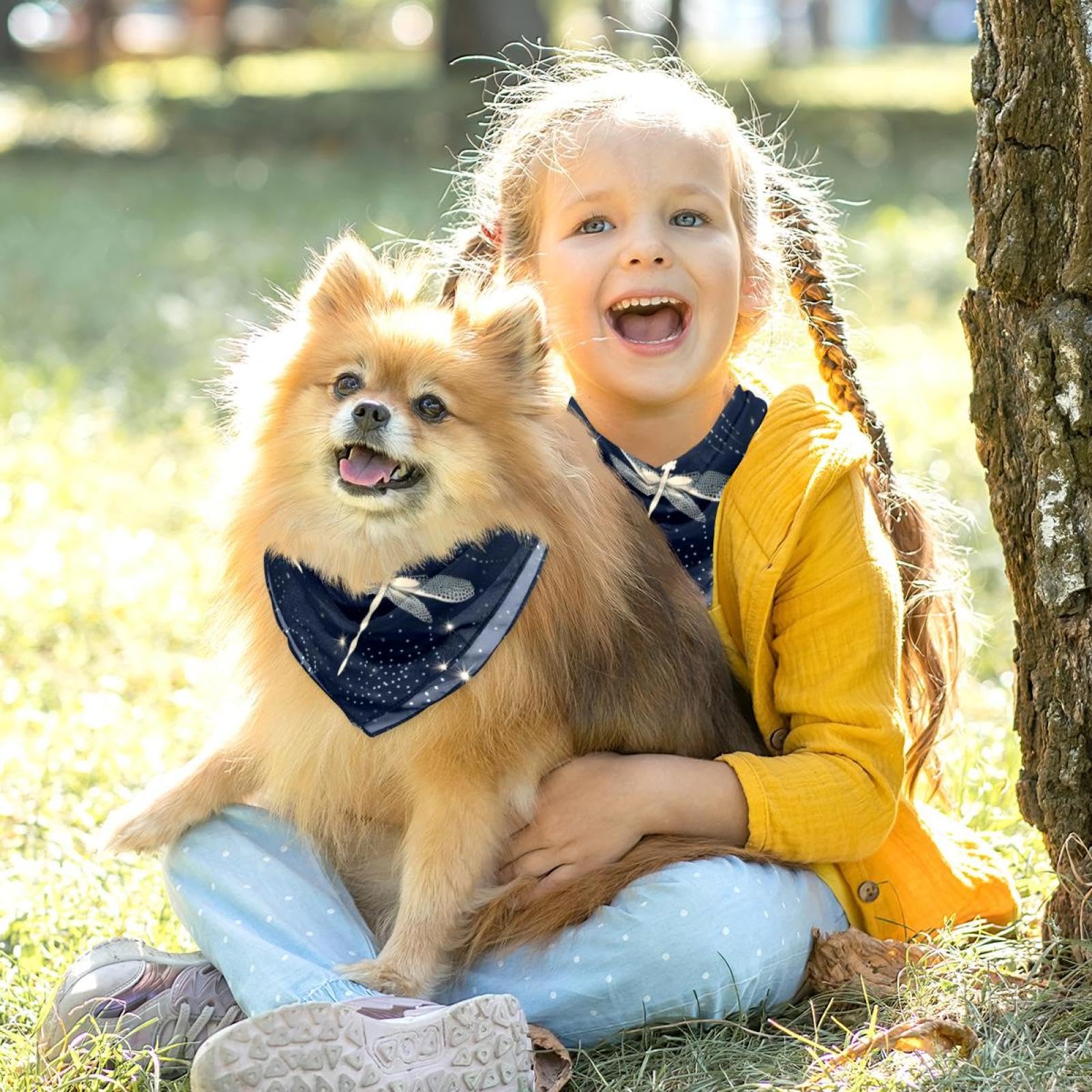 2-Piece Abstract Dragonfly Dog Bandanas - Pet Scarf & Square Bibs for Wedding Photo Props & Daily Use | Stylish Pet Accessories for Dogs