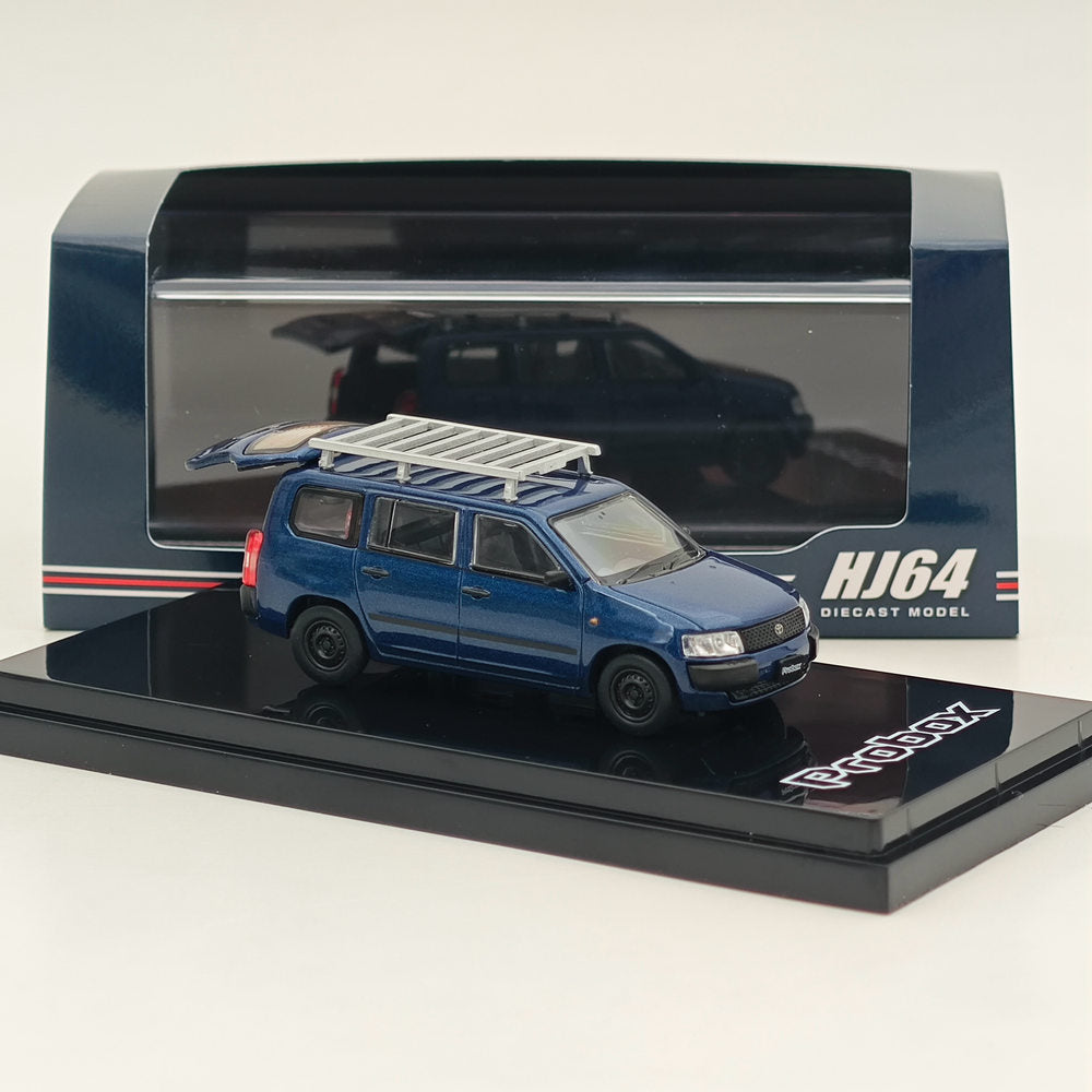 1/64 Scale Hobby Japan Toyota Probox Customized Version with Roof Carrier - Blue HJ642062BL - Perfect for Diecast Collectors and Car Enthusiasts