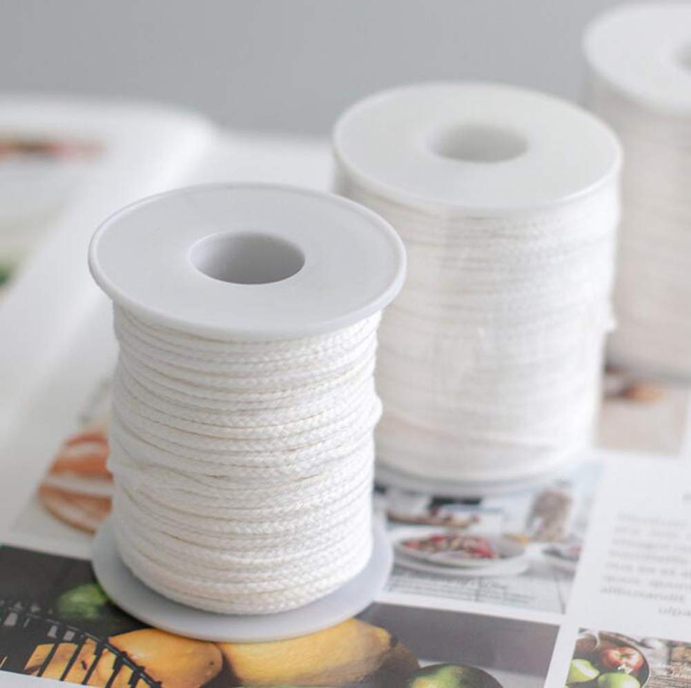 200FT 24-Ply Braided Cotton Candle Wicks - Natural Waxed Twine String for DIY Candle Making, Home Decor & Craft Projects (1 Roll)