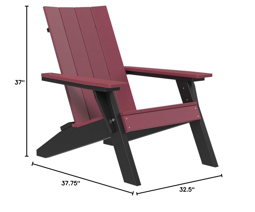 Premium Poly Lumber Urban Adirondack Chair - Cherrywood & Black - Weather-Resistant Outdoor Furniture for Patio, Garden & Poolside Relaxation