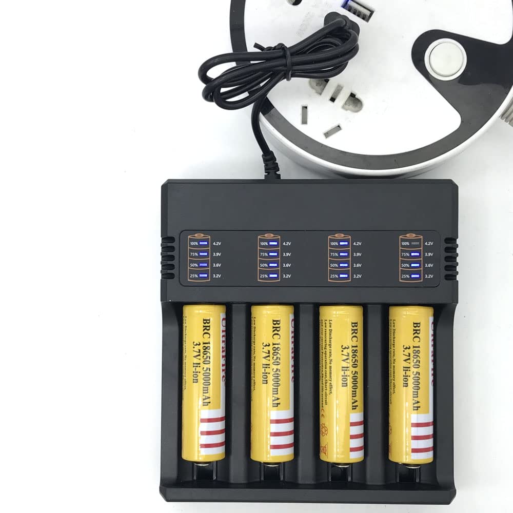 18650 26650 21700 USB Lithium Battery Charger - 4 Slot Fast Charger for 3.7V/4.2V Batteries | Perfect for Flashlights, Vape Mods & Power Tools