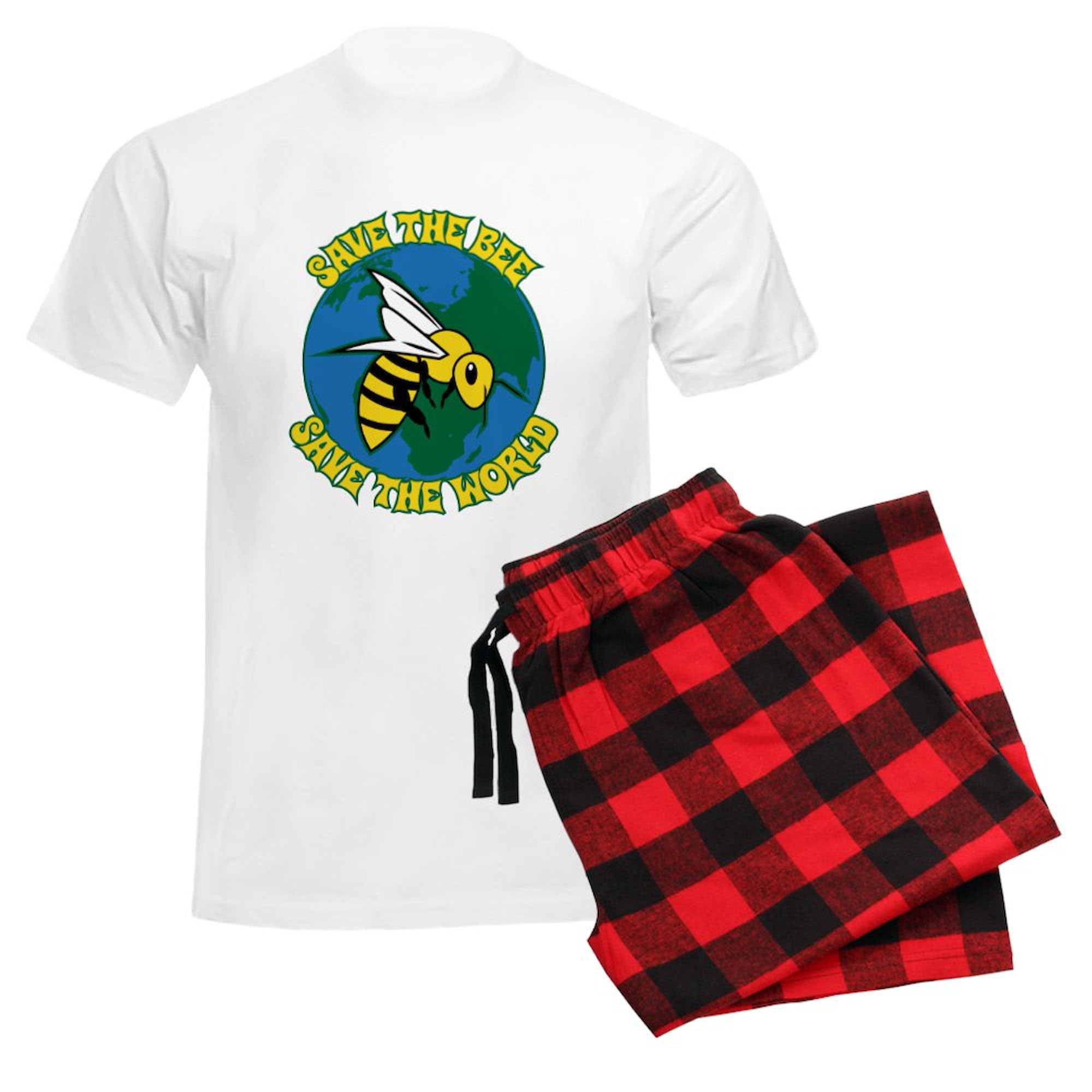 Save The Bee Men's Lightweight Pajama Set - Comfortable Sleepwear for Men | Novelty Bee-Themed PJs for Lounge & Sleep - Eco-Friendly Cotton Pajamas for Relaxing at Home