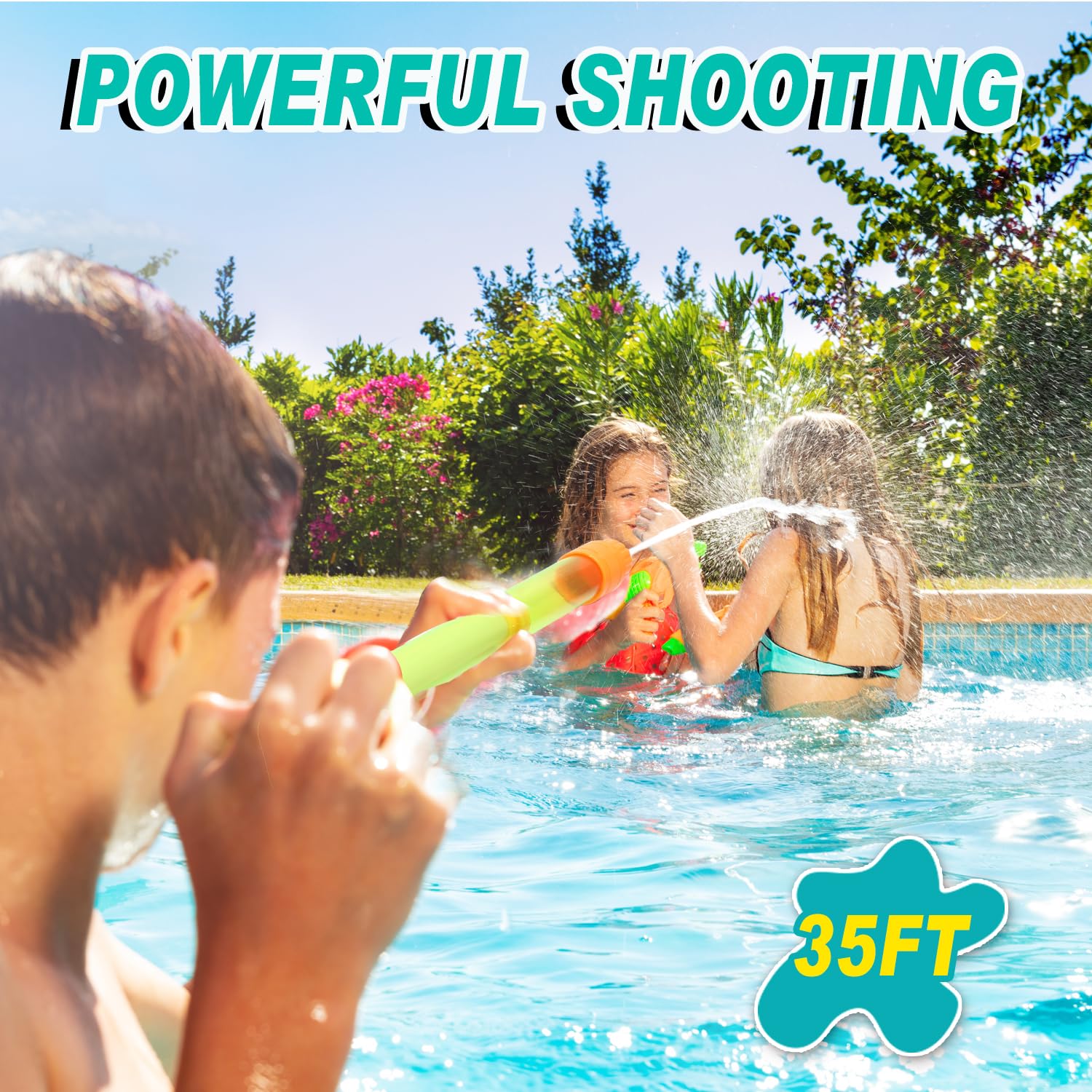 Water Soaker Blaster - 16 Pack Bulk Pool Water Guns for Kids with 35 ft Range, Summer Outdoor Water Squirter Shooters for Pool Parties, Beach Battles, Backyard Fun & Team Games