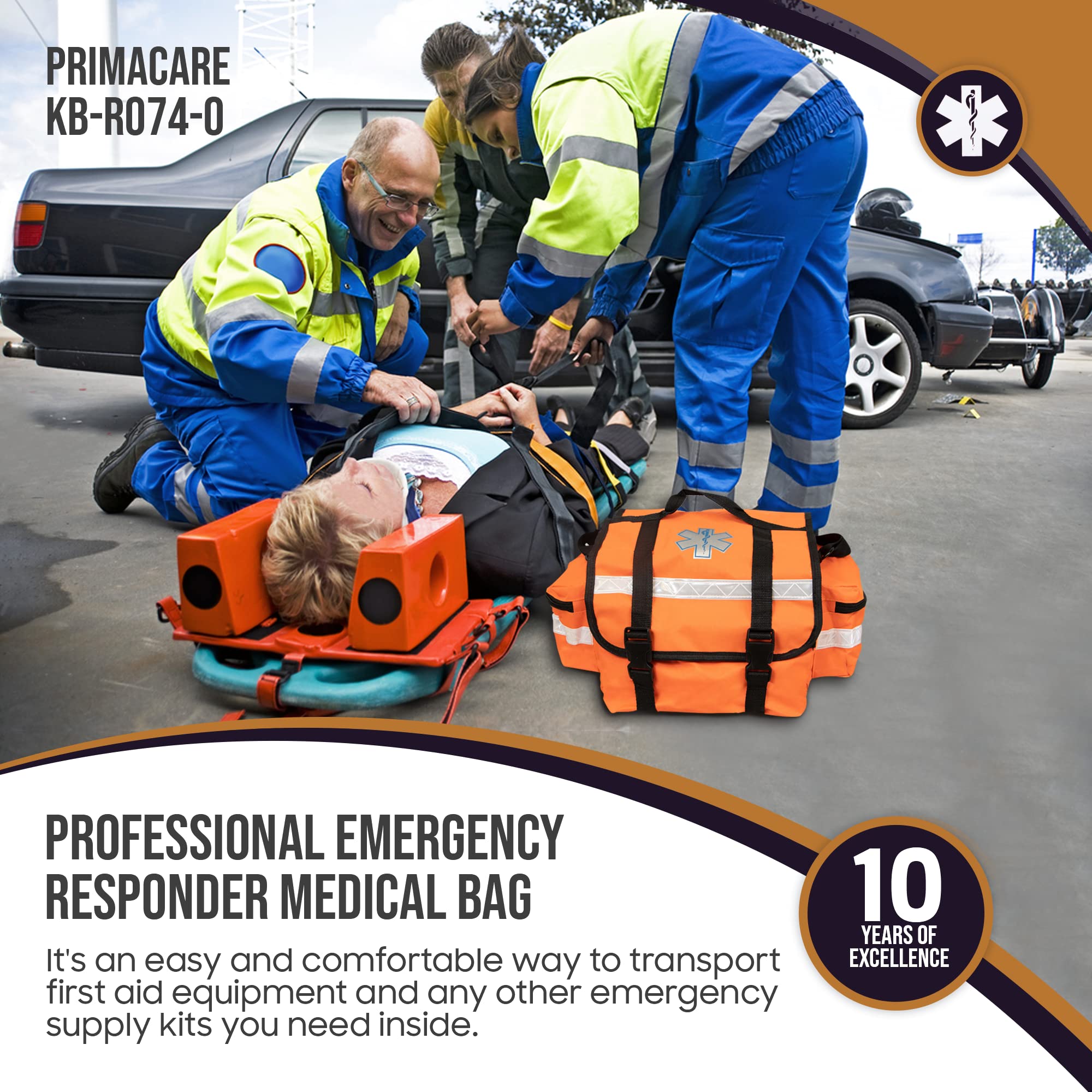 Primacare CSKB-RO74-O Case of 12 Empty First Responder Bags for Trauma, 17