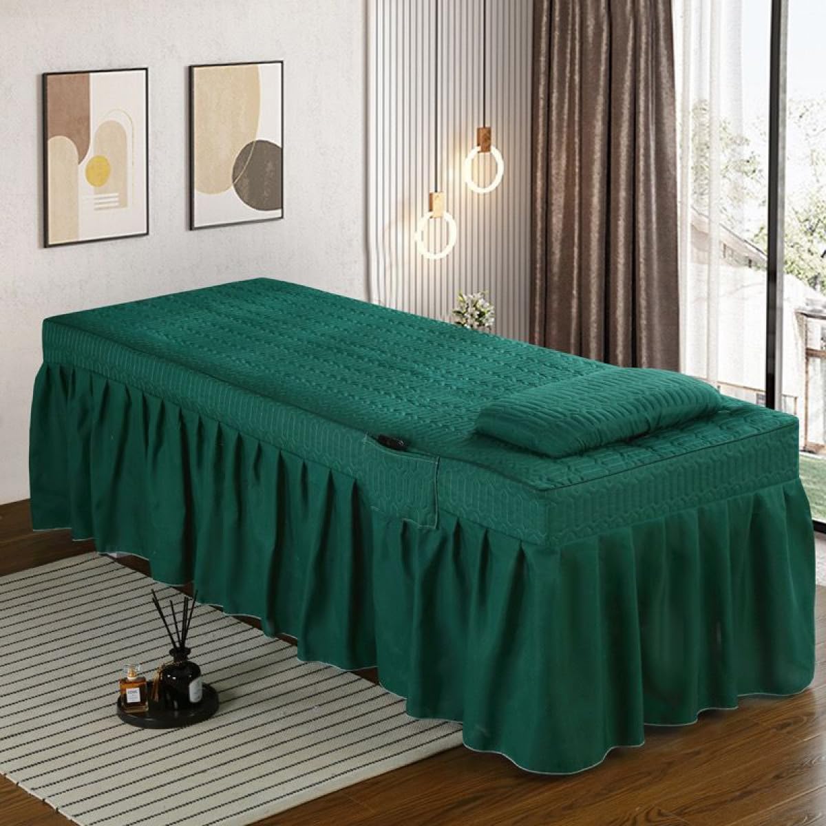 Premium Spa Massage Bed Sheet Set - Thickened Solid Color Bed Cover with Side Pockets | Skin-Friendly Comfortable Bedspread for Beauty Salon & Massage Therapy | Includes Pillowcase - Ideal for Facial, Body Treatments & Relaxation Sessions
