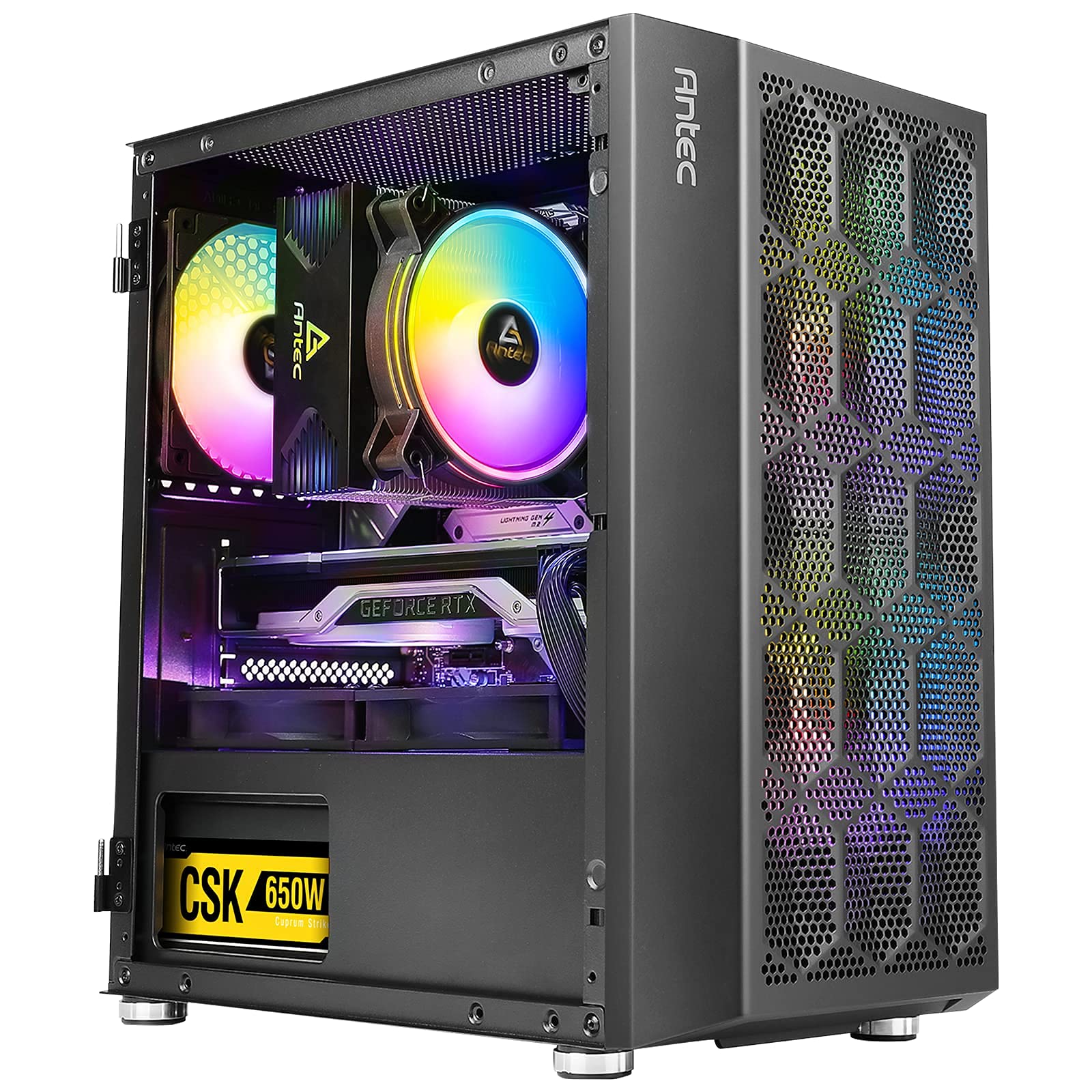 Antec NX200 M Micro-ATX Mini Tower PC Case - Black Mesh Front Panel with 120mm Rear Fan for Optimal Airflow | Compact Gaming & Home Office Computer Builds | NX Series (Model CJ11132623)
