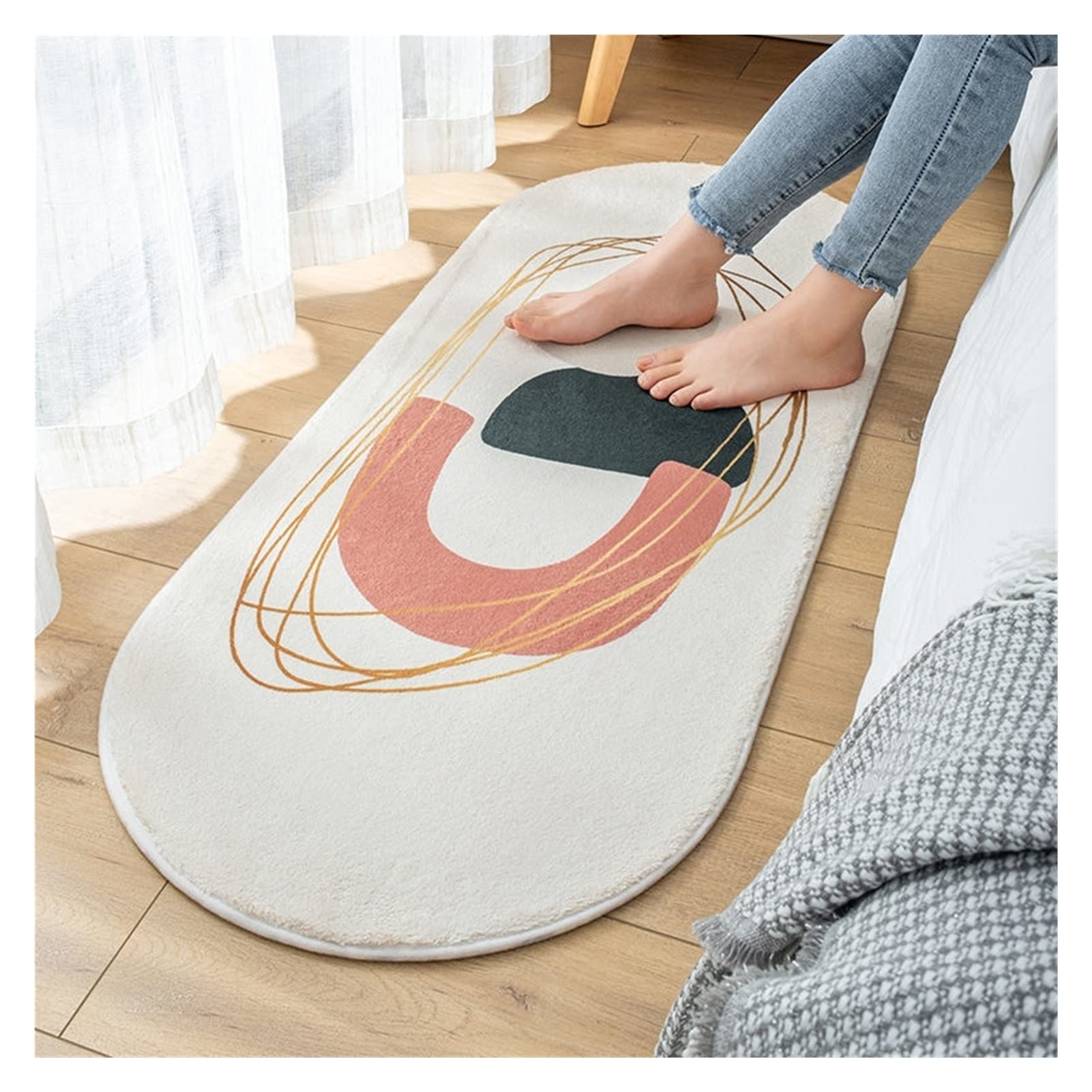 Premium Super Soft Faux Lamb Wool Rug - 60x200cm Oval Furry Floor Mat for Living Room, Bedroom, Bedside | Non-Slip Plush Carpet for Home Decor, Nursery, Door Mat (Color A15) - Cozy & Stylish Home Accent Piece