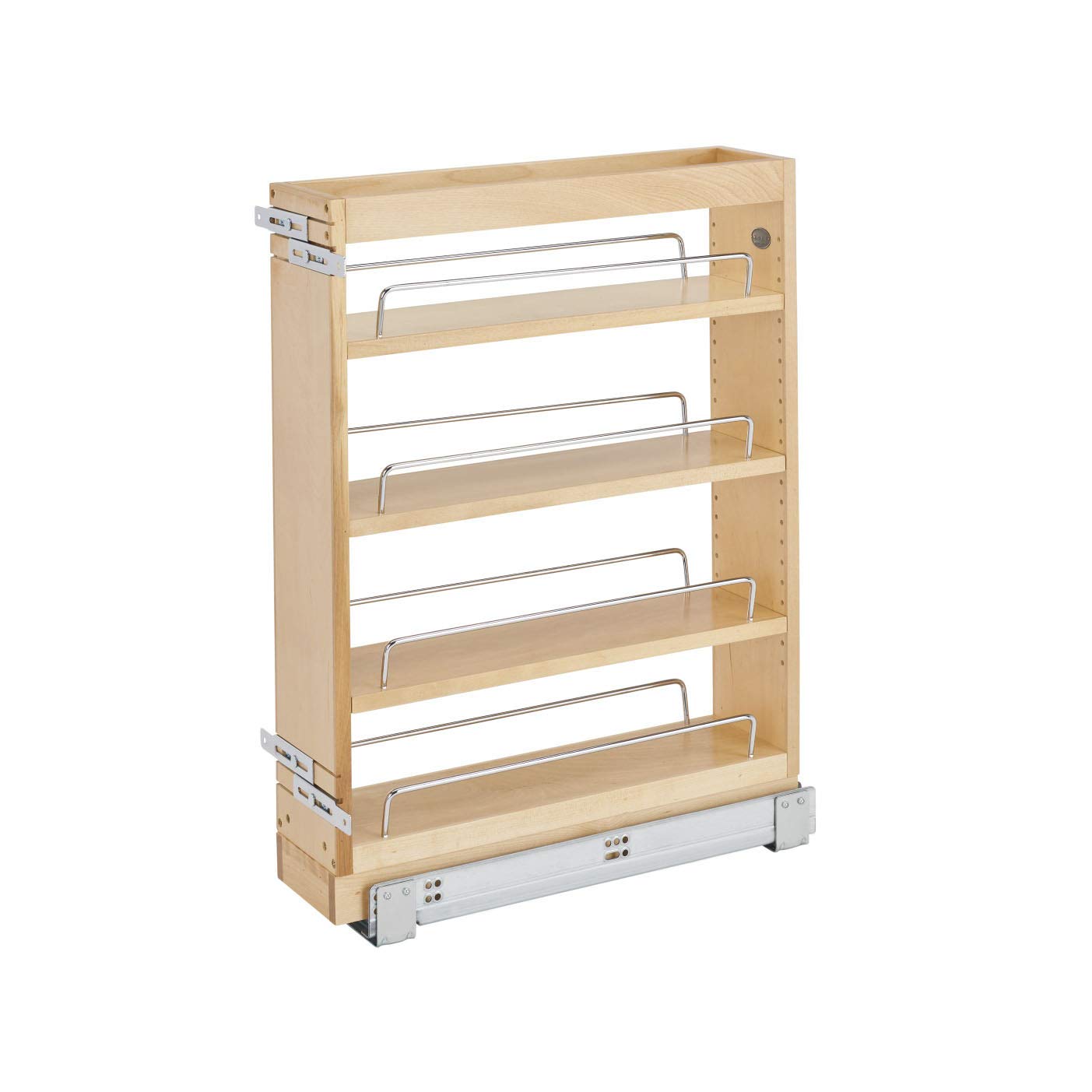 Rev-A-Shelf Pull Out Base Cabinet Organizer - Adjustable Shelves for Kitchen & Bathroom Storage - Solid Maple Wood Drawer Organizer (Model 448-BC19-5C) - Perfect for Pots, Pans & Toiletries Organization