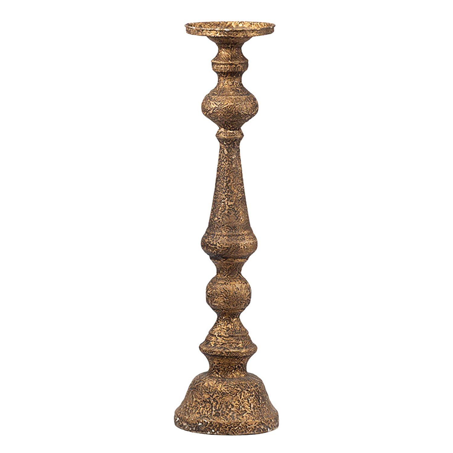 Antique Bronze Metal Candle Holder - 23.8 Inch Traditional Pillar Candlestick with 4