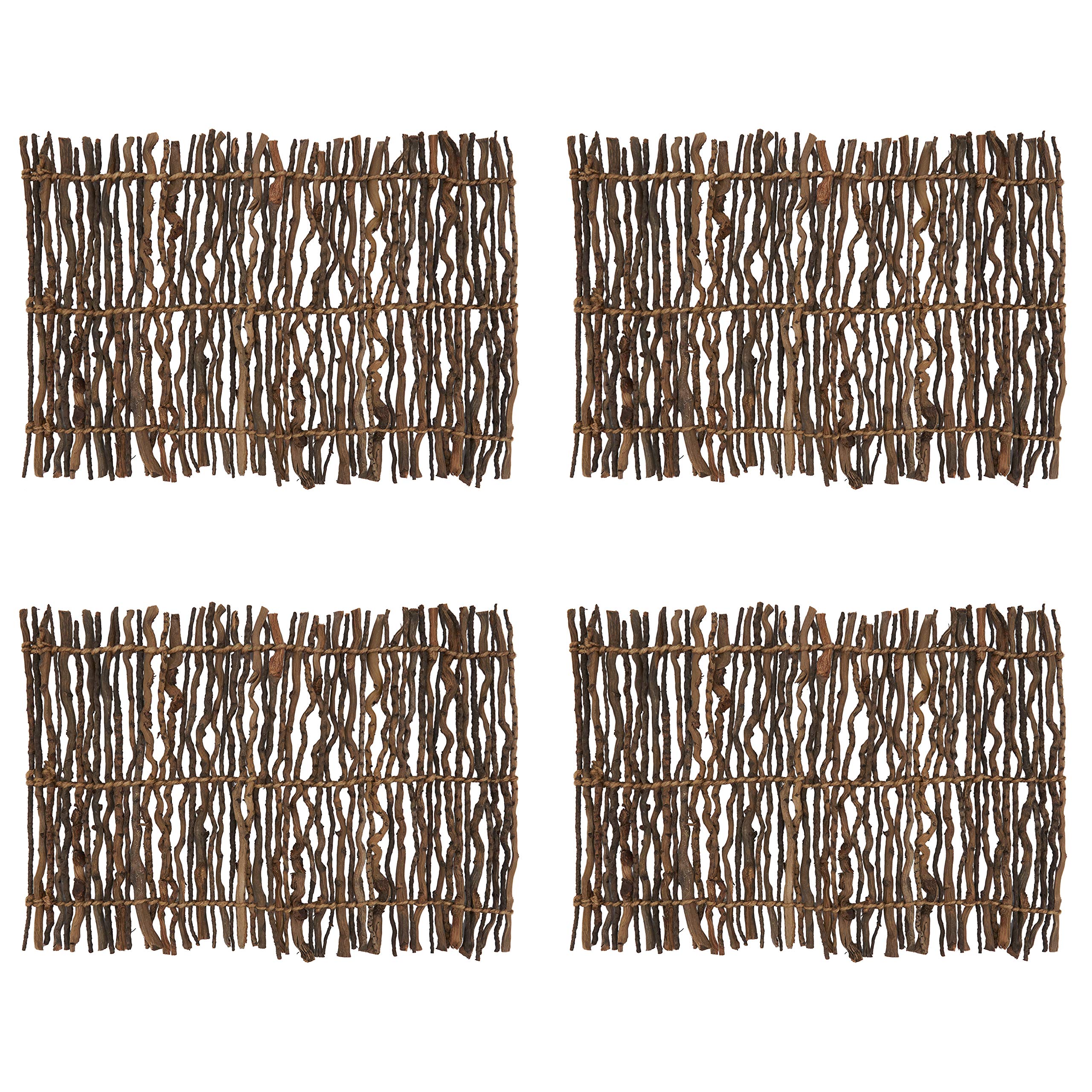 Eco-Friendly Twig Placemats Set of 4 - Natural Rattan Table Mats for Dining, Kitchen, and Outdoor Picnics - Perfect for Farmhouse, Boho, and Rustic Home Decor