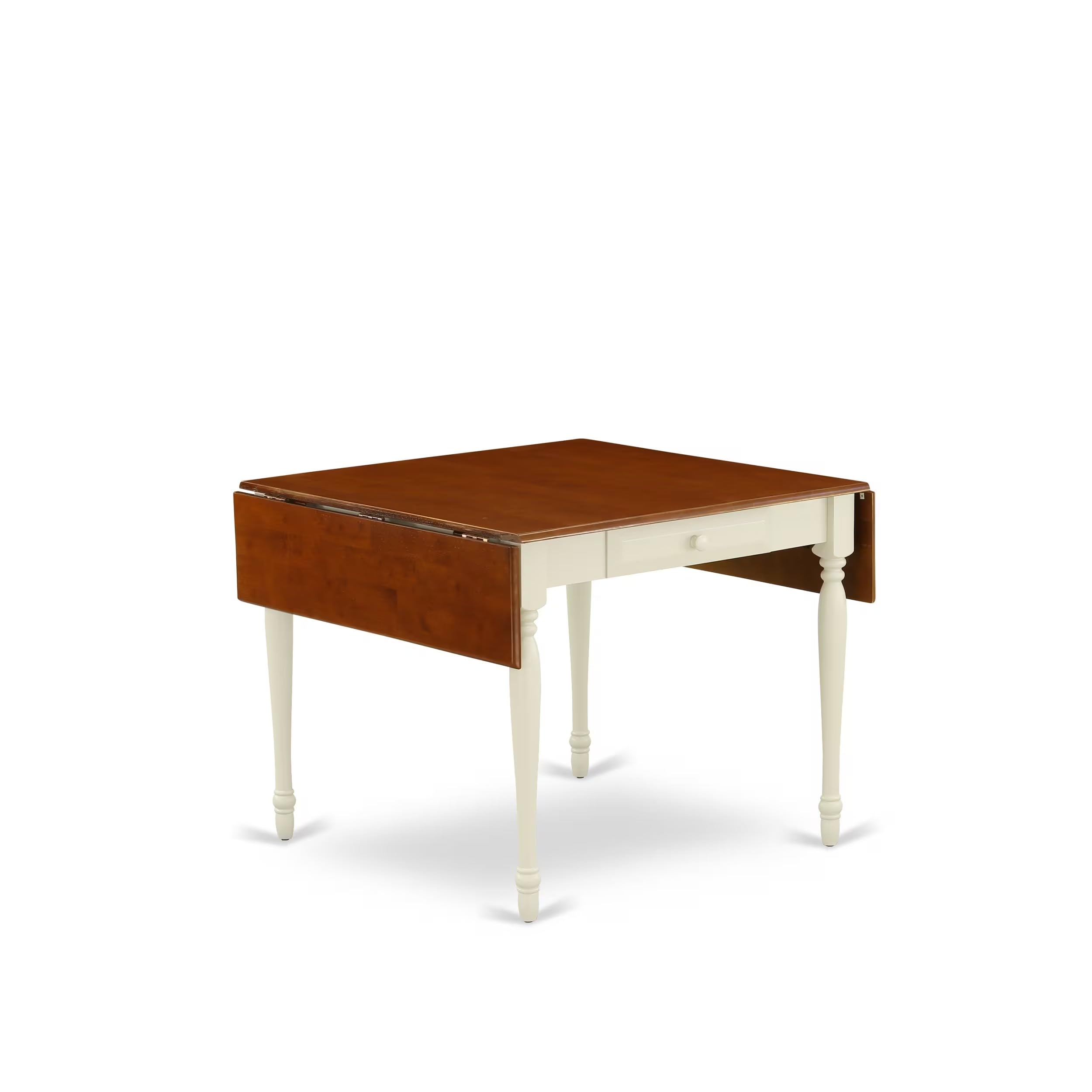 East West Furniture 3 Piece Dining Room Table Set - 36x54 Inch Rectangle Kitchen Table with Drop Leaf & 2 Chairs, Buttermilk & Cherry Finish - Perfect for Small Spaces, Breakfast Nooks & Apartment Dining