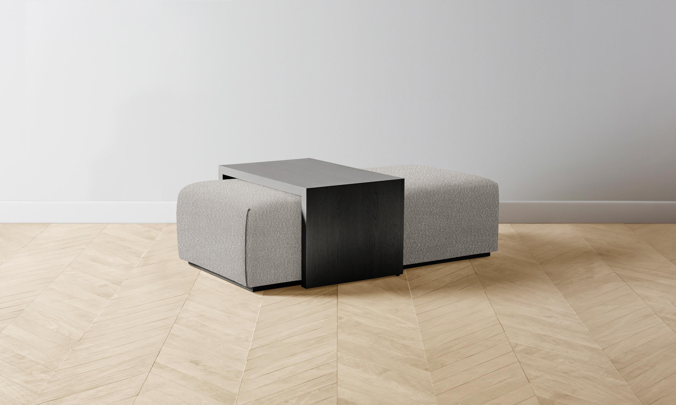 The Bowery Ottoman - Italian Bouclé Fossil Upholstered Footstool | Modern Living Room Accent Piece for Cozy Home Decor