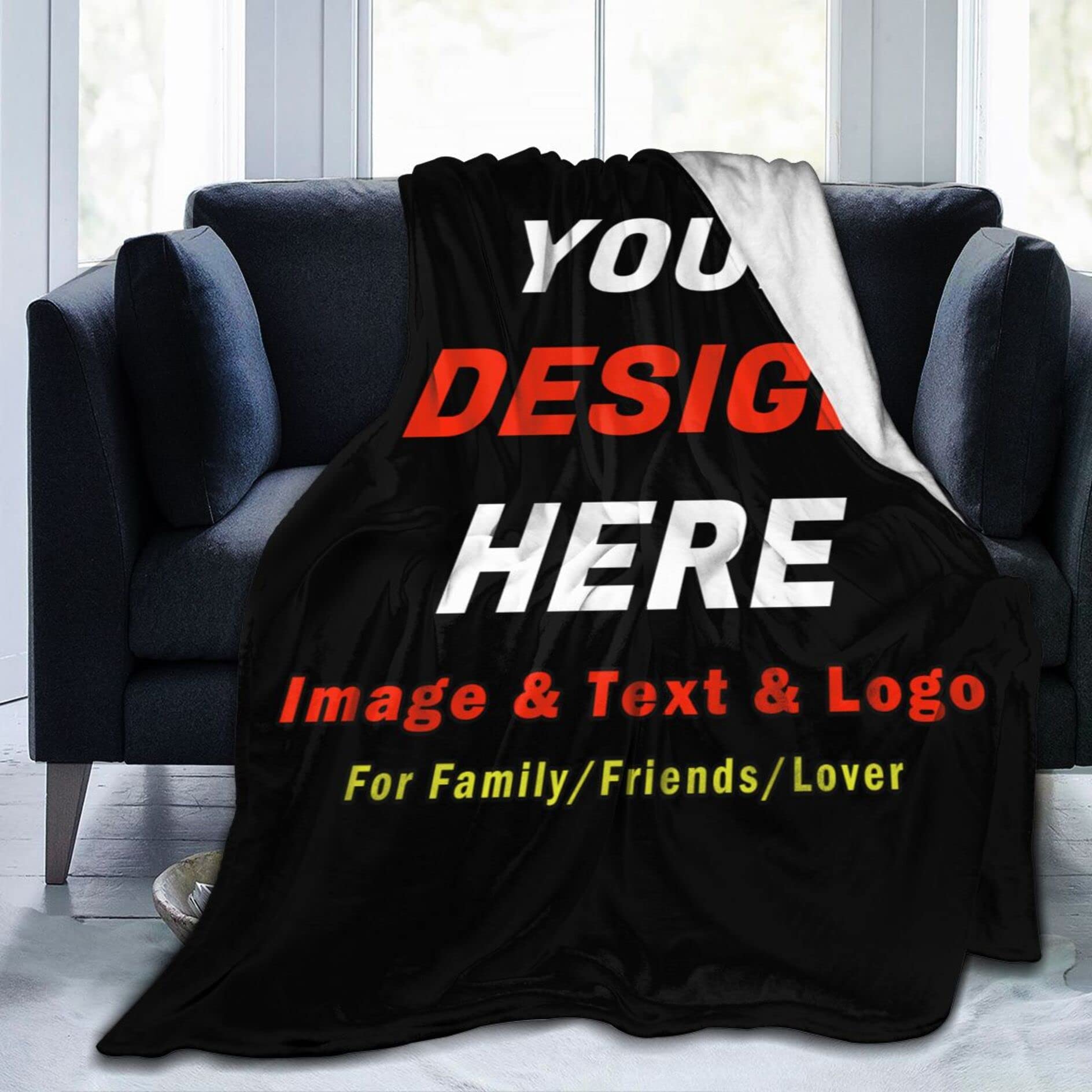 Personalized Photo Blanket Custom - 50x60 Inch Customized Throw Blanket with Text for Women, Men, Family & Pets - Perfect for Birthday Gifts, Anniversary Presents & Home Decor